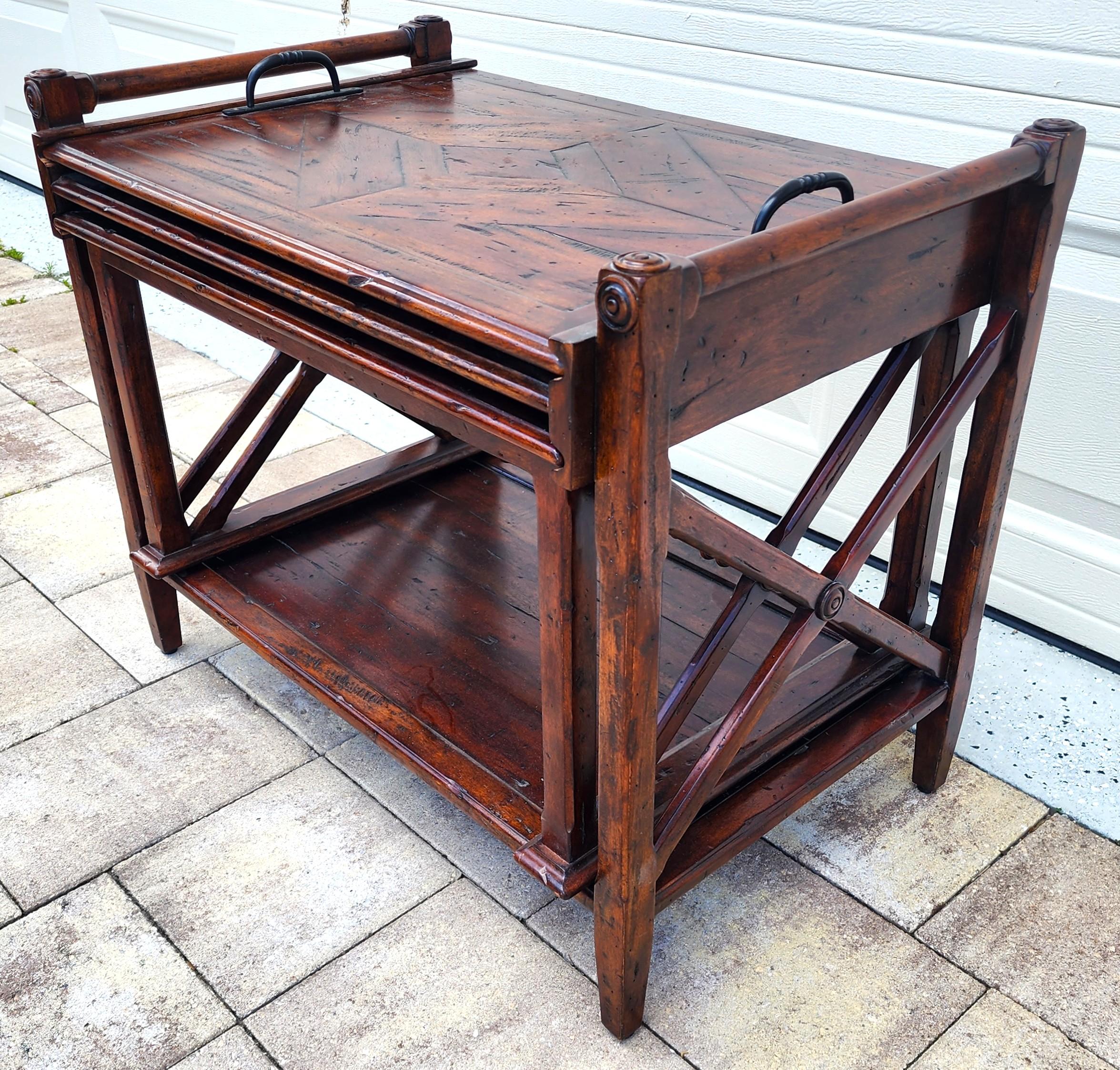 Mahogany Theodore Alexander Bromwich Nesting Side Table with Serving Tray For Sale