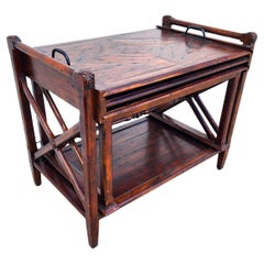 Vintage Theodore Alexander Bromwich Nesting Side Table with Serving Tray