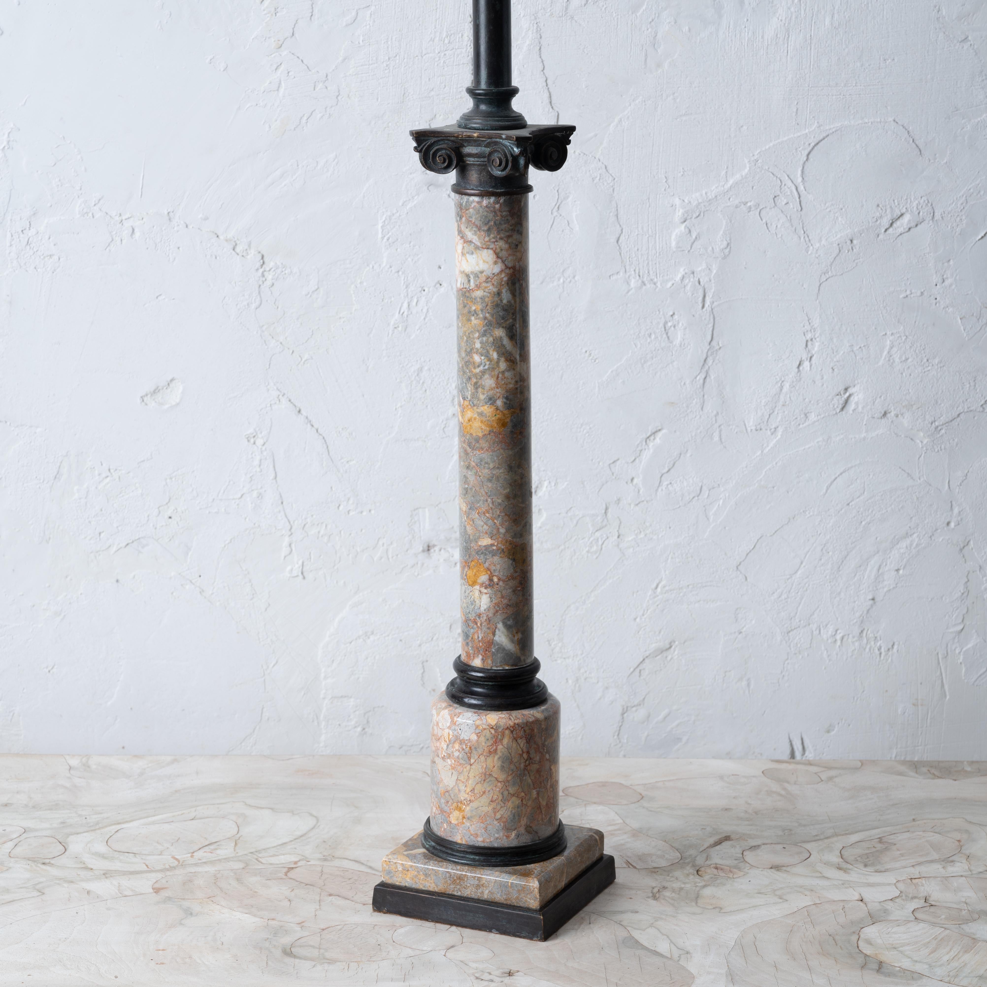 Theodore Alexander Bronze & Marble Column Lamp In Good Condition For Sale In Savannah, GA