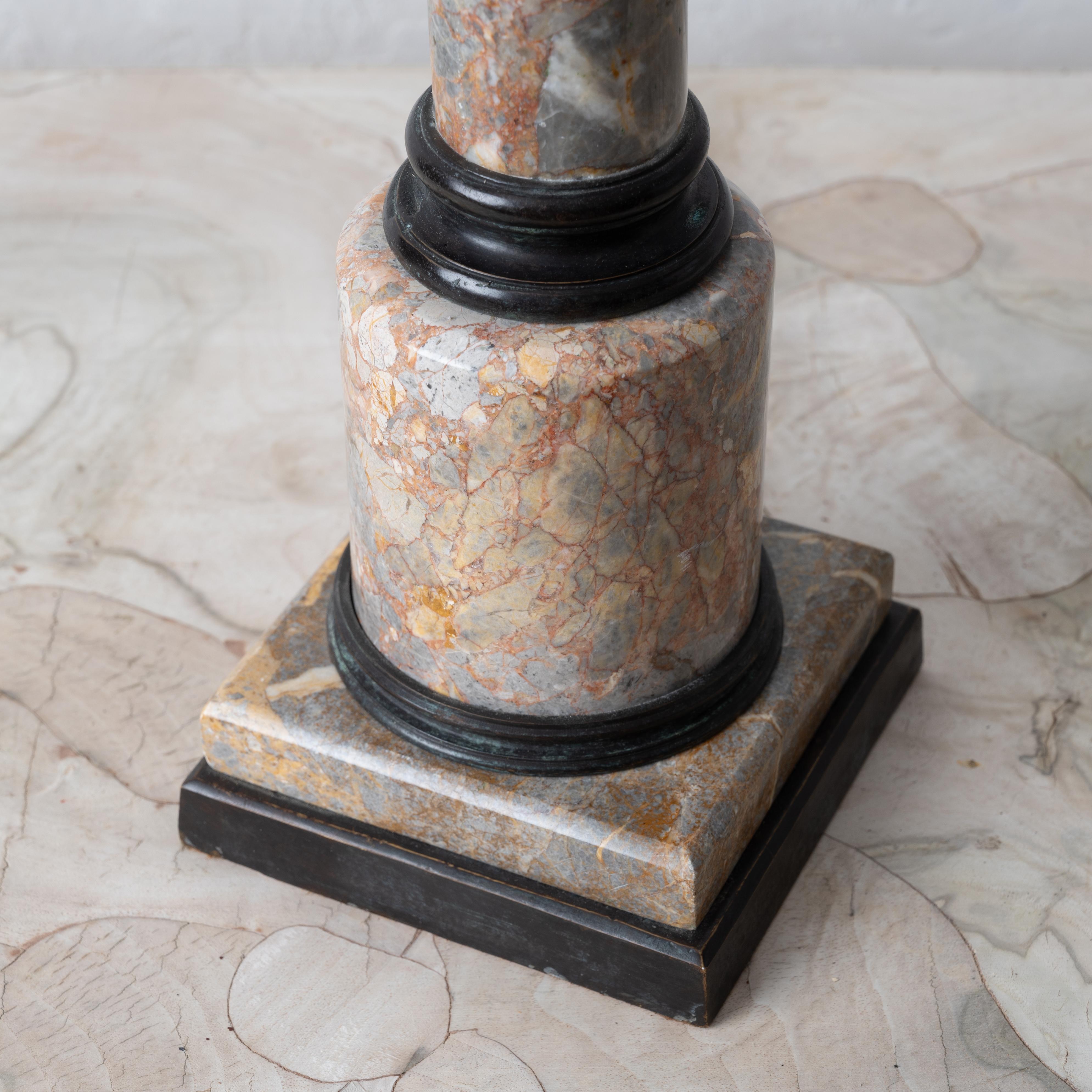 Theodore Alexander Bronze & Marble Column Lamp For Sale 1