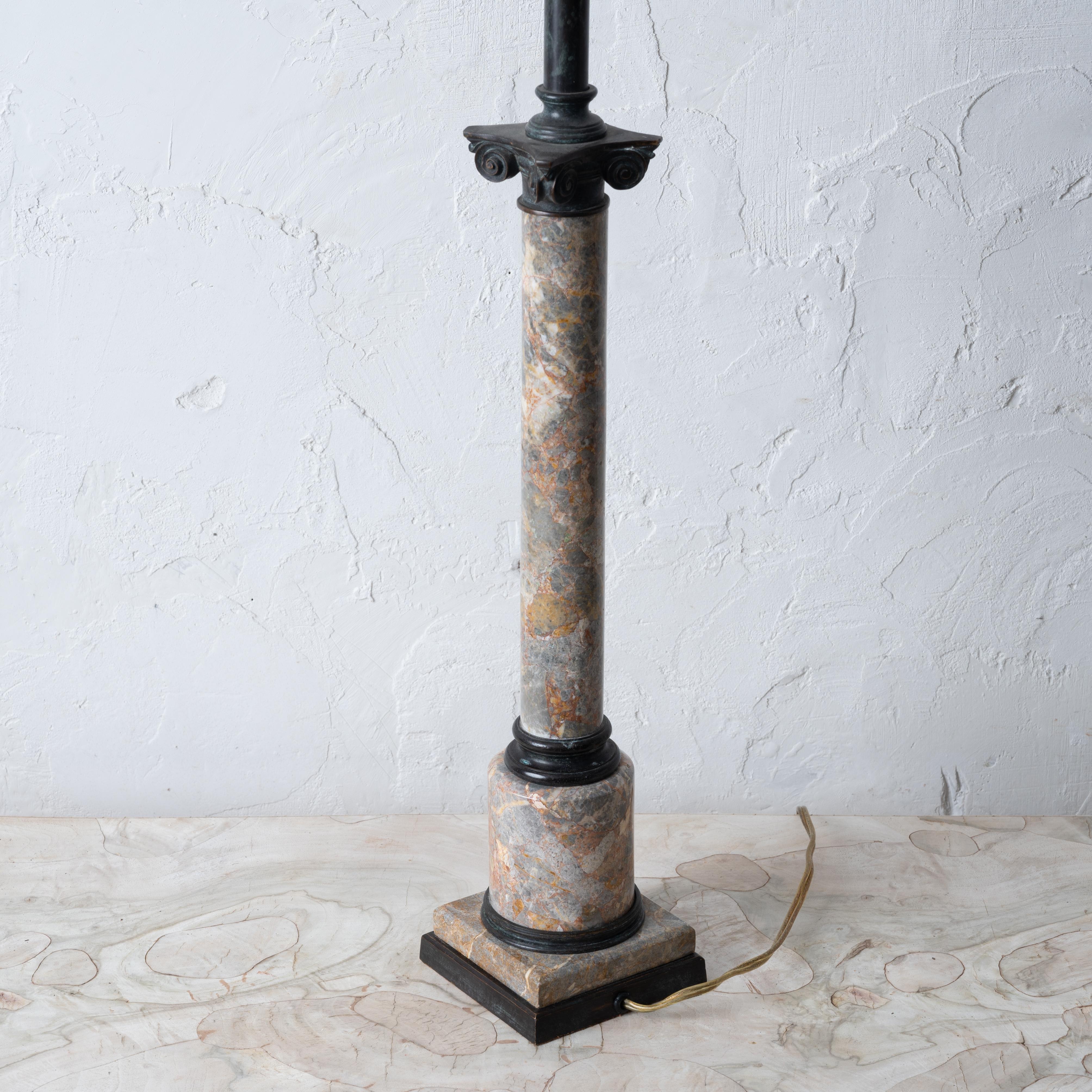 Theodore Alexander Bronze & Marble Column Lamp For Sale 2
