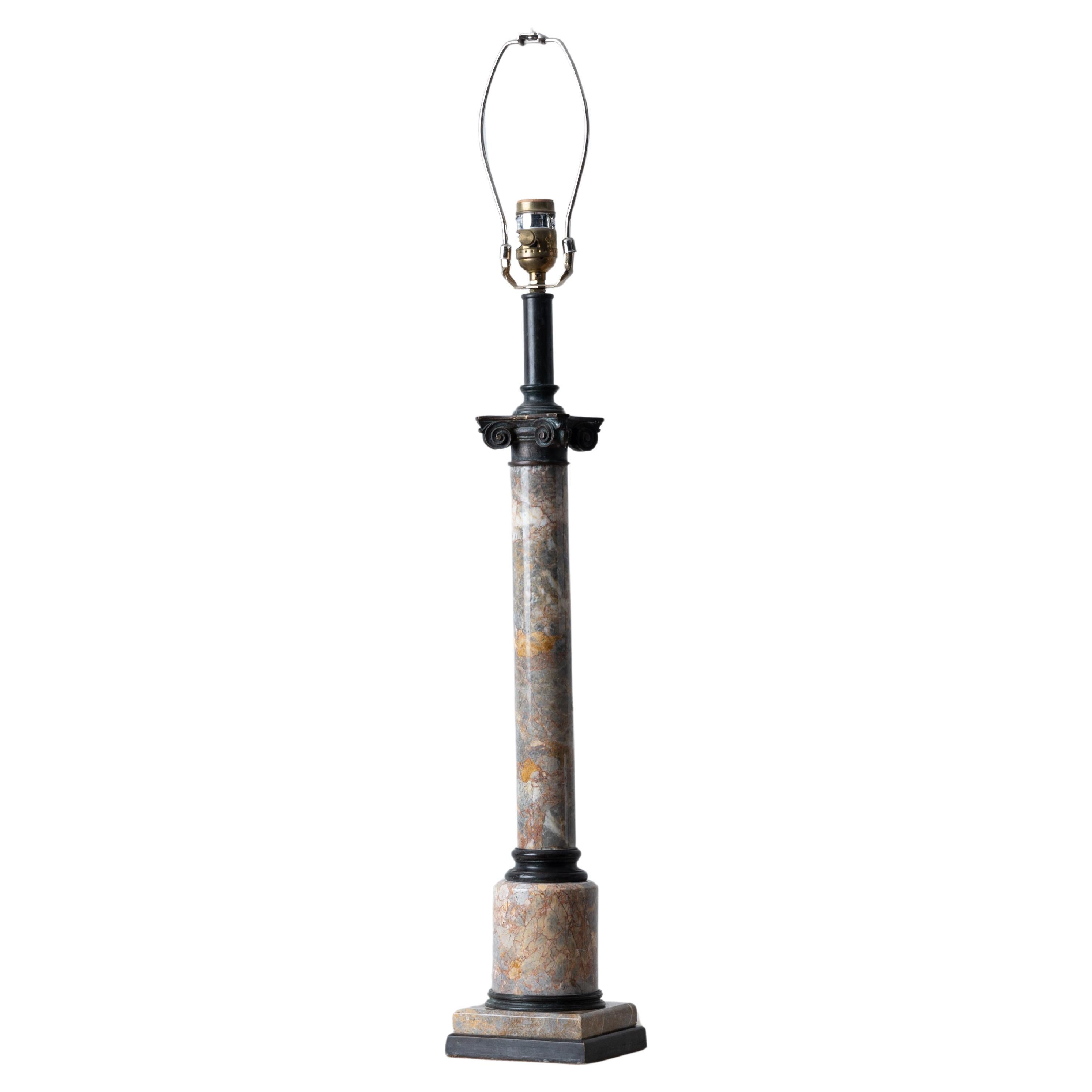 Theodore Alexander Bronze & Marble Column Lamp For Sale