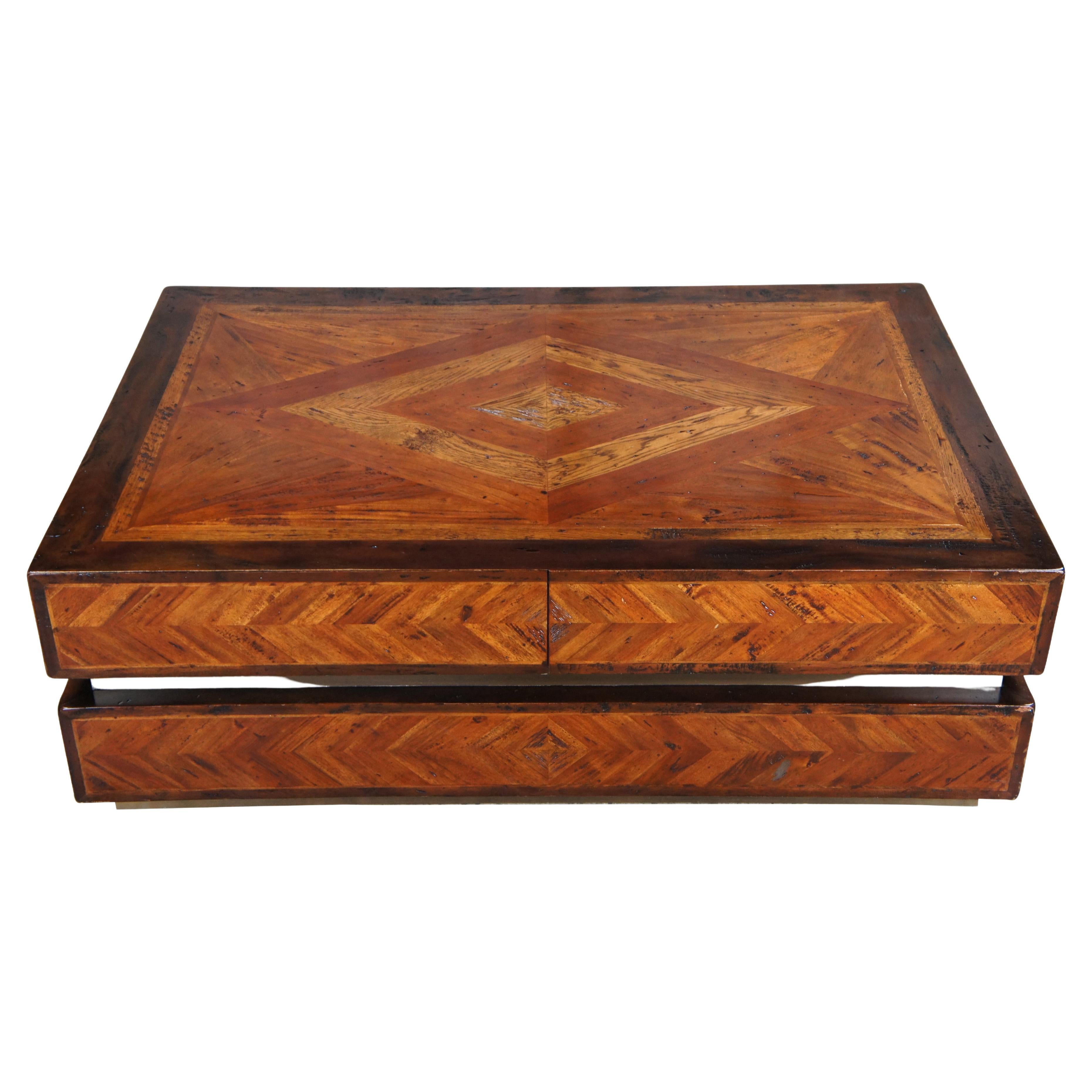 Theodore Alexander Brunello Sera Coffee Cocktail Table Acacia Parquetry 5100-182 For Sale