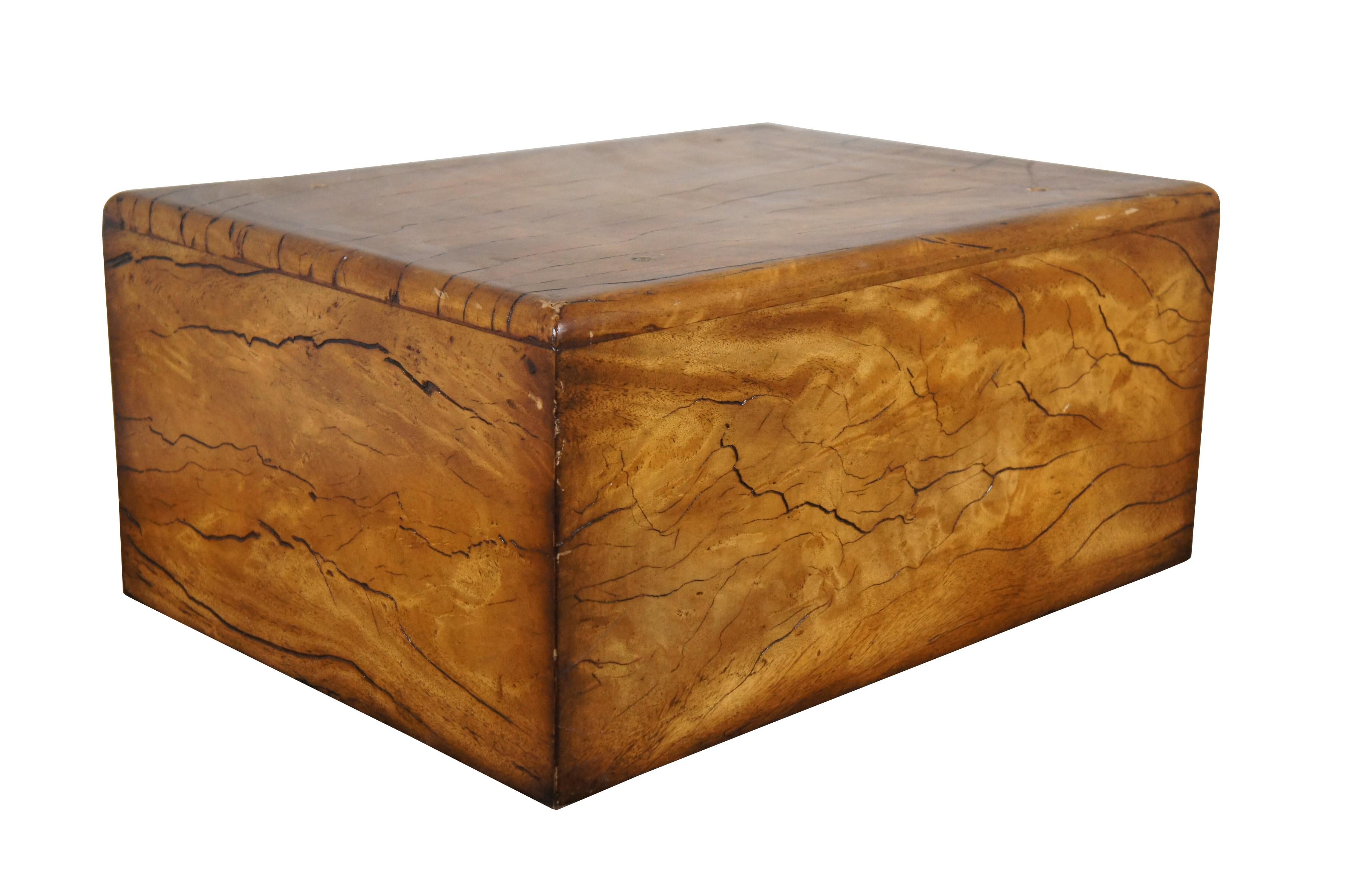 Modern Theodore Alexander Burl Wood Plinth Pedestal Sculpture Display Base 22