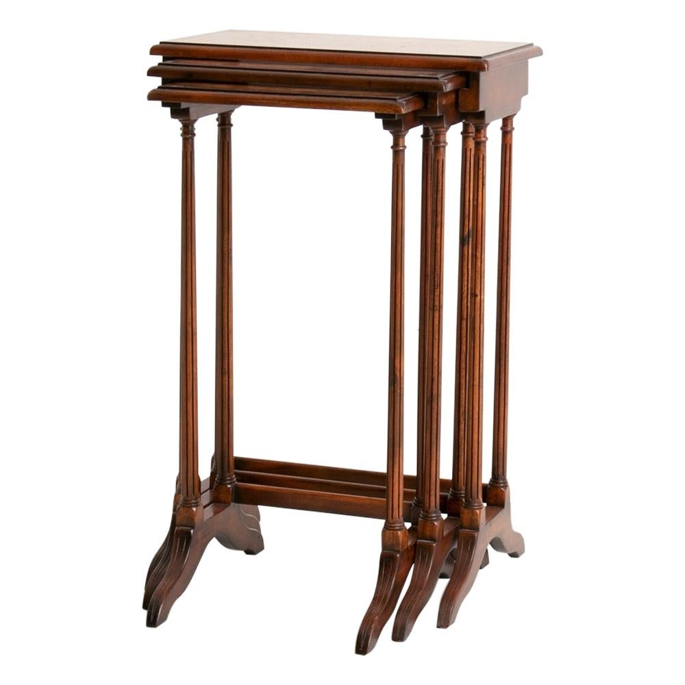 Theodore Alexander Burr Walnut Nest of Tables For Sale