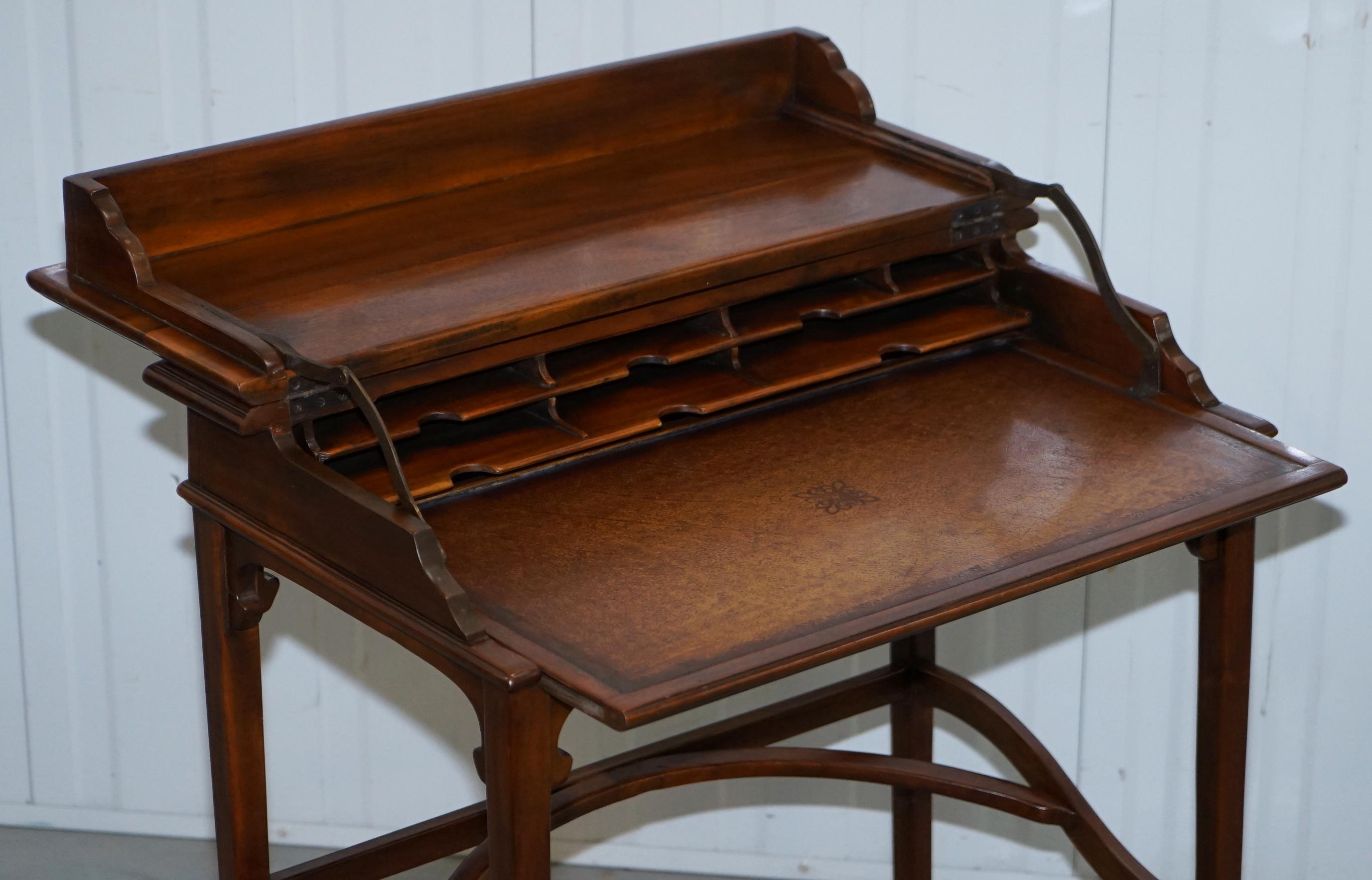 Theodore Alexander Campaign Laptop Desk with Sliding Leather Writing Surface 2