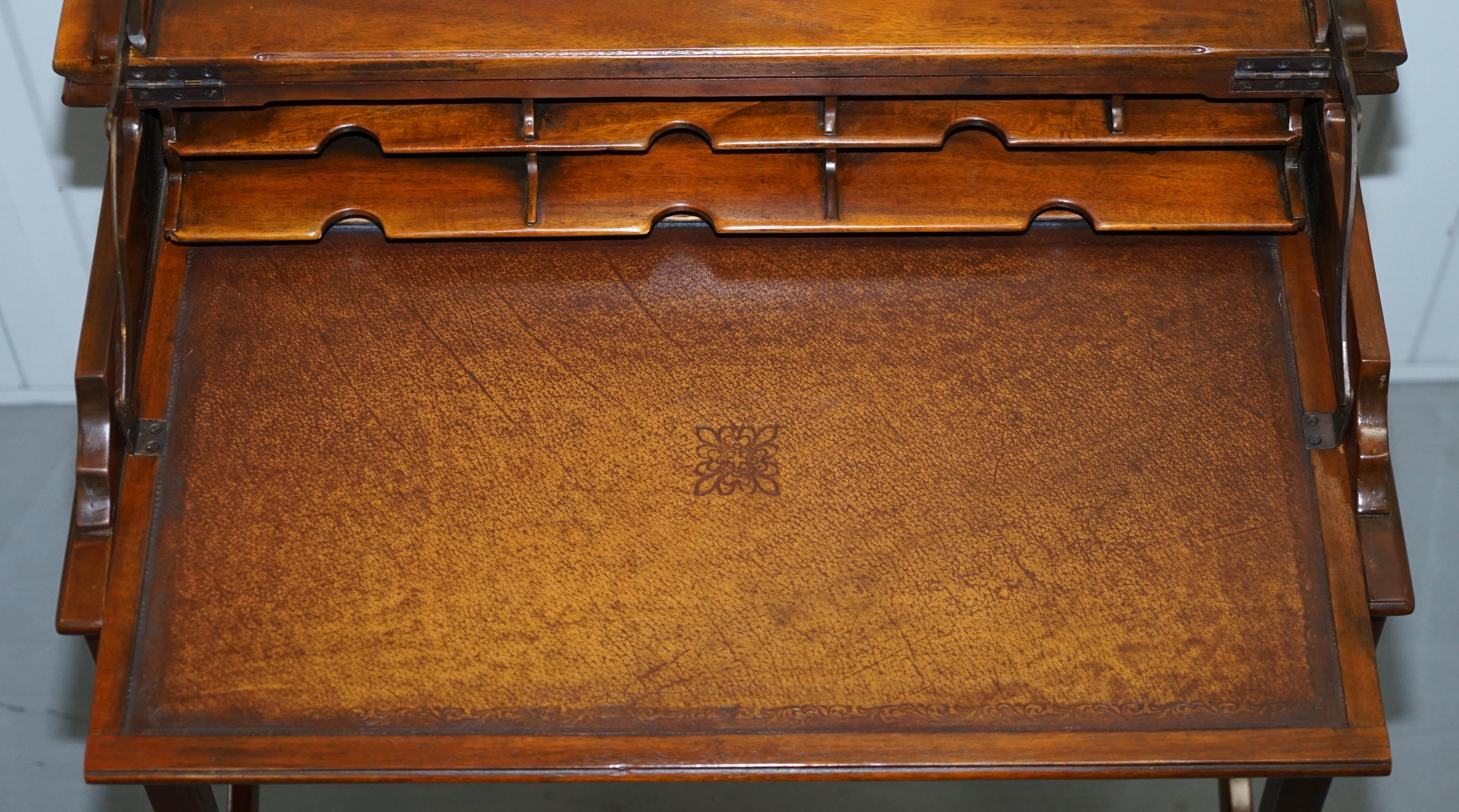Theodore Alexander Campaign Laptop Desk with Sliding Leather Writing Surface 4