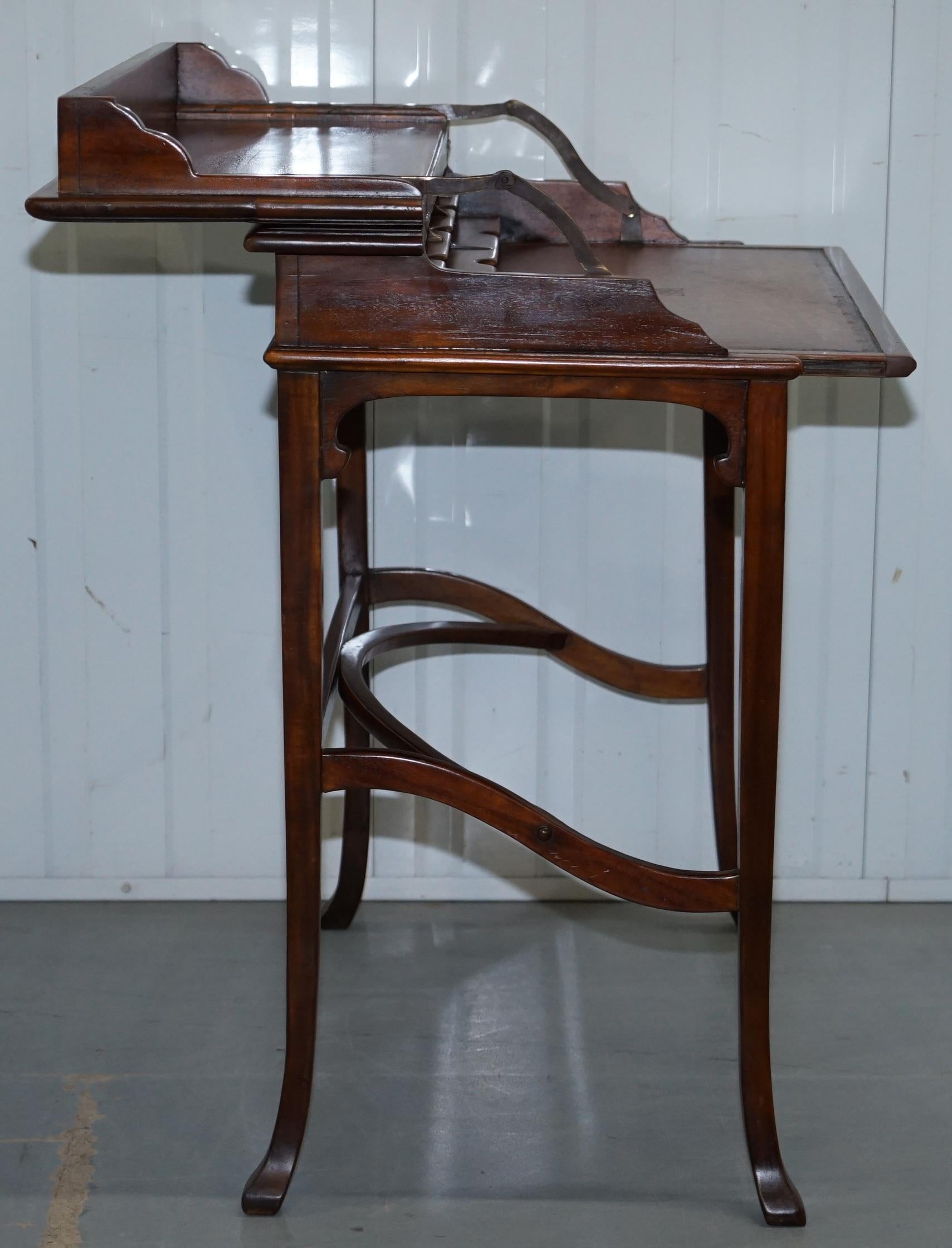 Theodore Alexander Campaign Laptop Desk with Sliding Leather Writing Surface 7