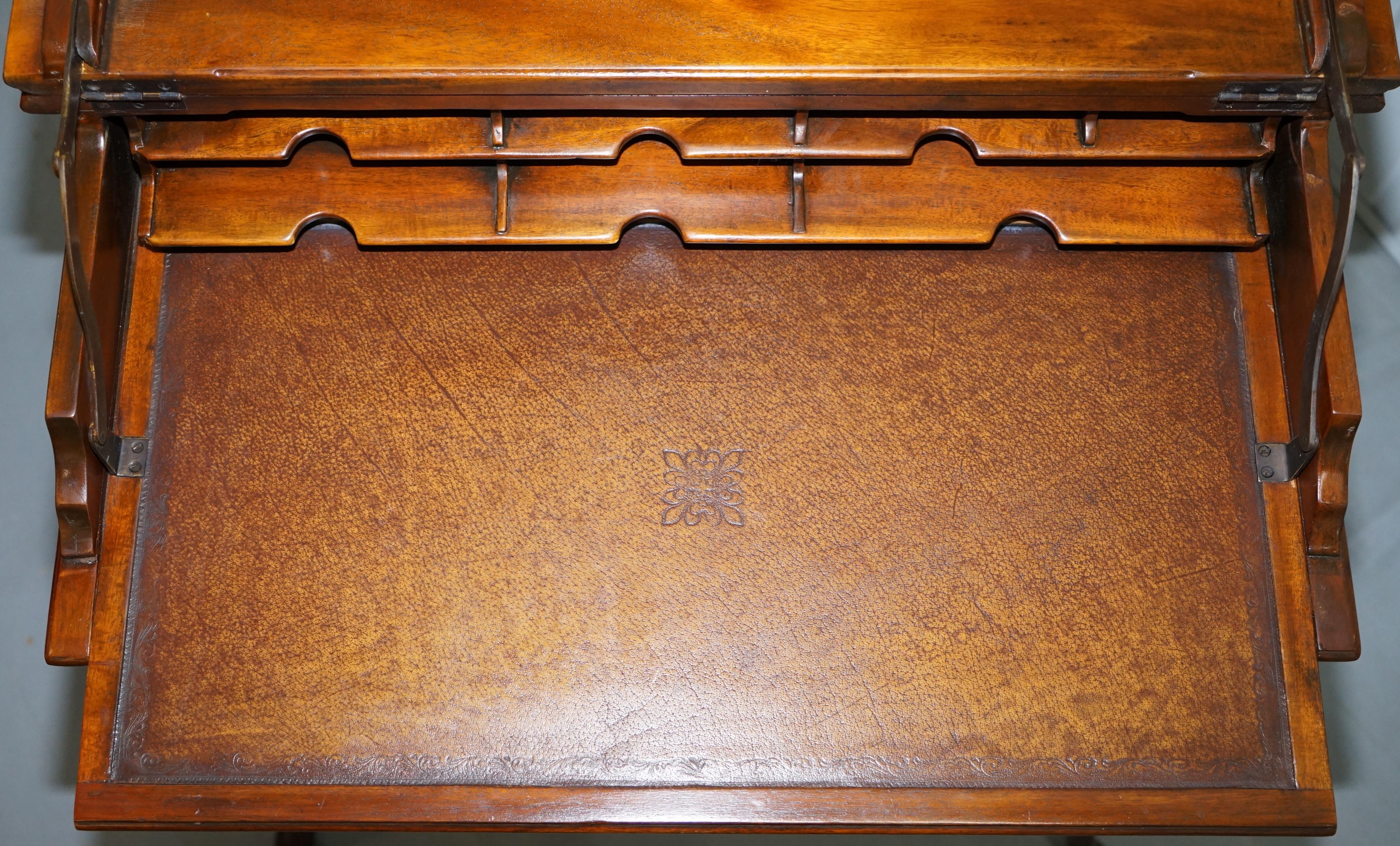 Theodore Alexander Campaign Laptop Desk with Sliding Leather Writing Surface 9