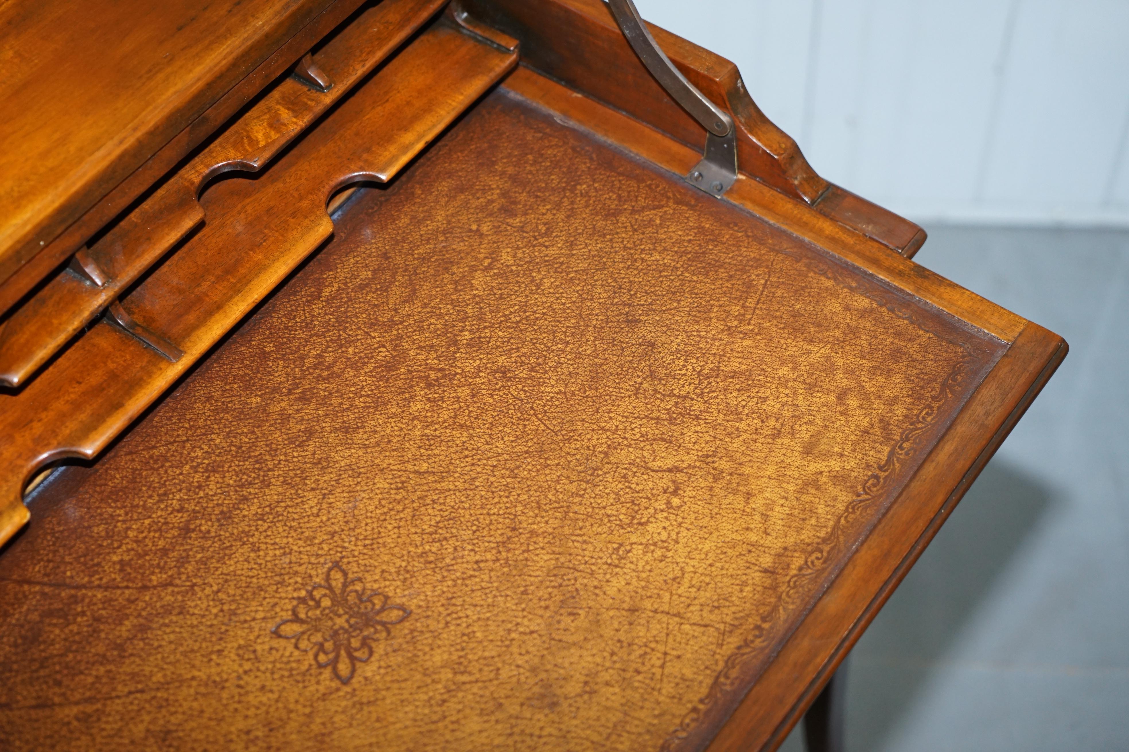 Theodore Alexander Campaign Laptop Desk with Sliding Leather Writing Surface 11