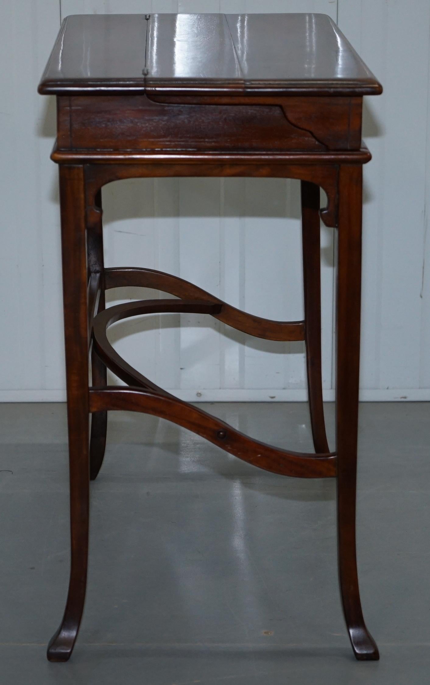 Theodore Alexander Campaign Laptop Desk with Sliding Leather Writing Surface In Good Condition In West Sussex, Pulborough