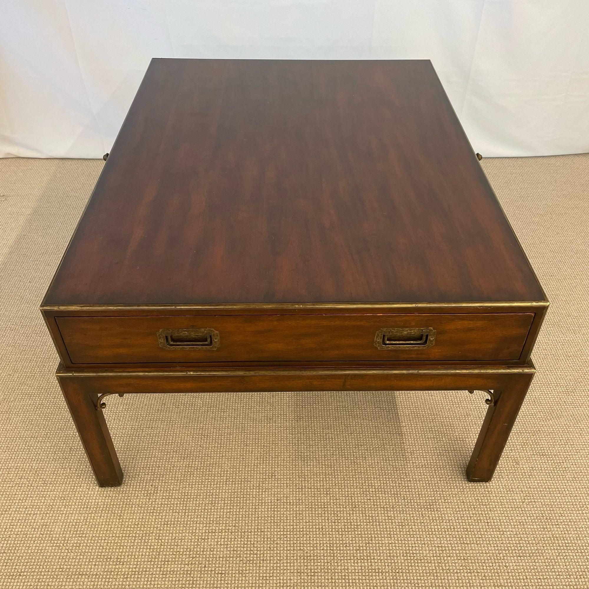 Theodore Alexander Campaign Style Coffee, Cocktail Table, Mahogany and Brass 11