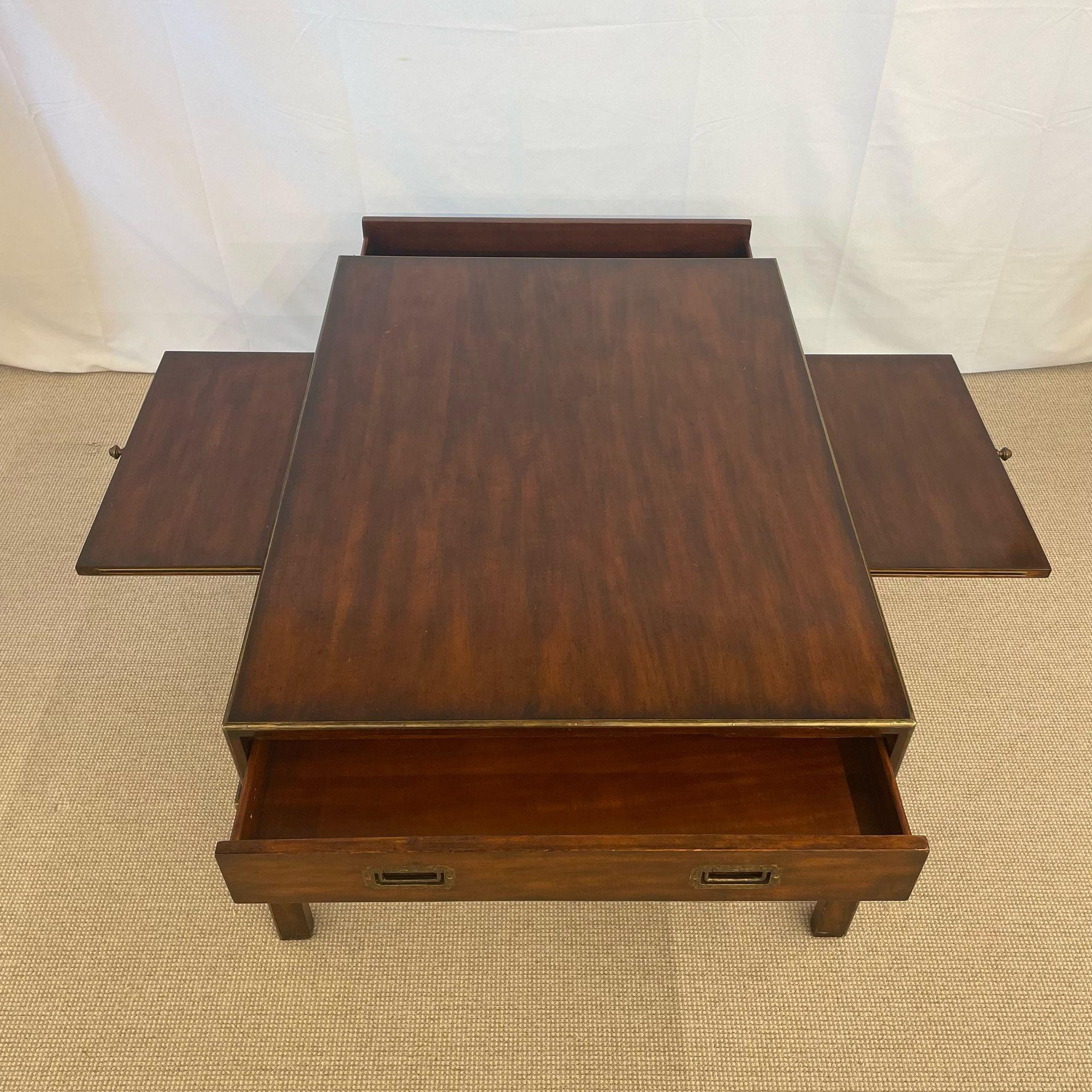 Theodore Alexander Campaign Style Coffee, Cocktail Table, Mahogany and Brass 4