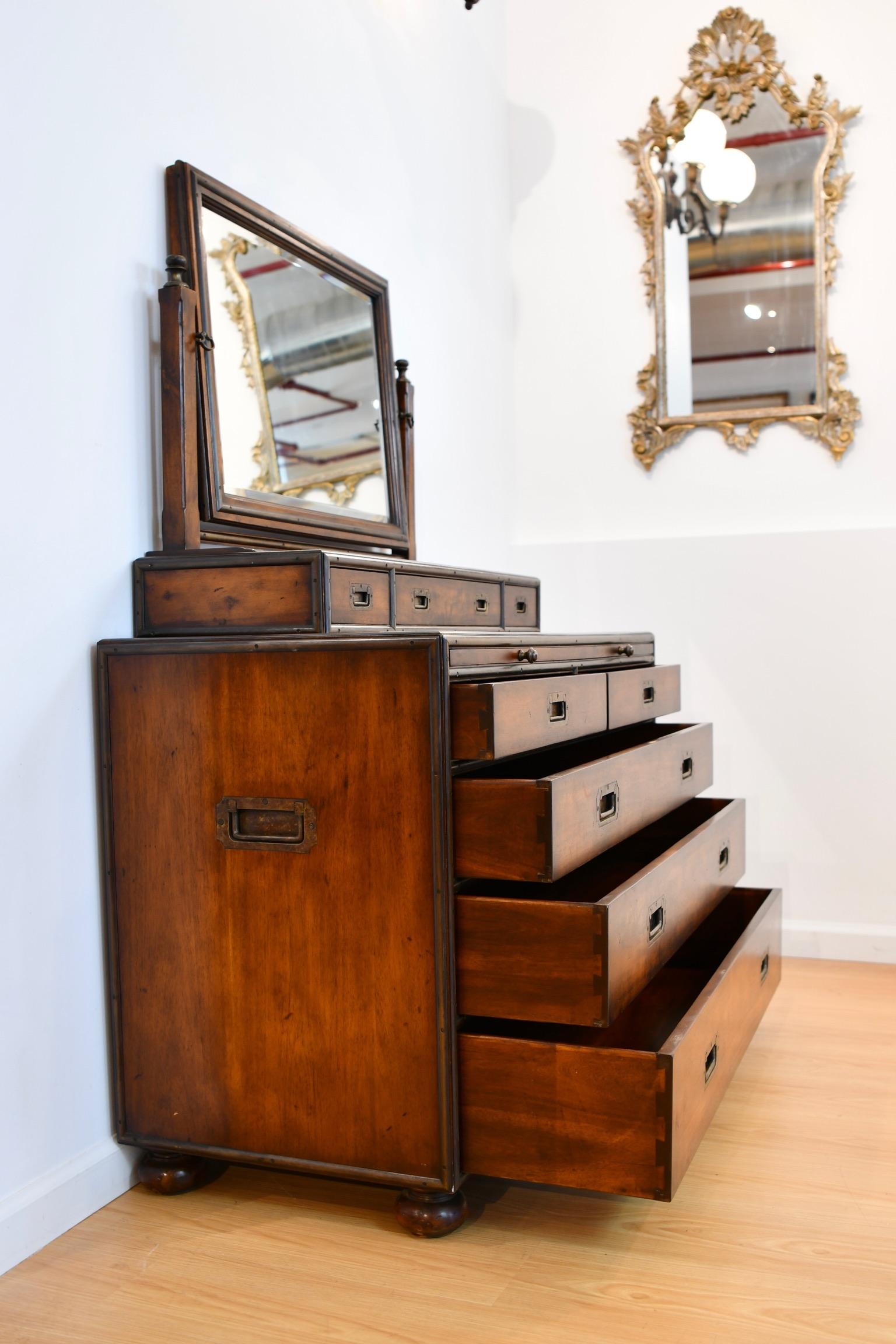 Theodore Alexander Campaign Style Dresser with Mirror 6