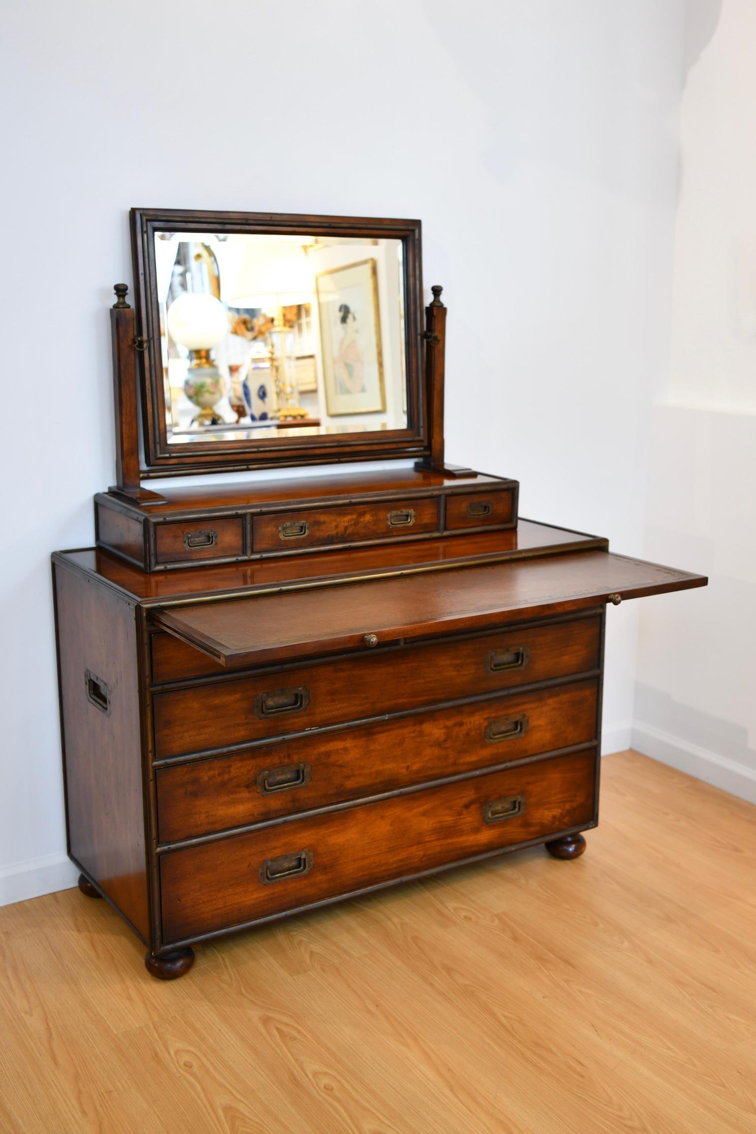 Theodore Alexander Campaign Style Dresser with Mirror 1