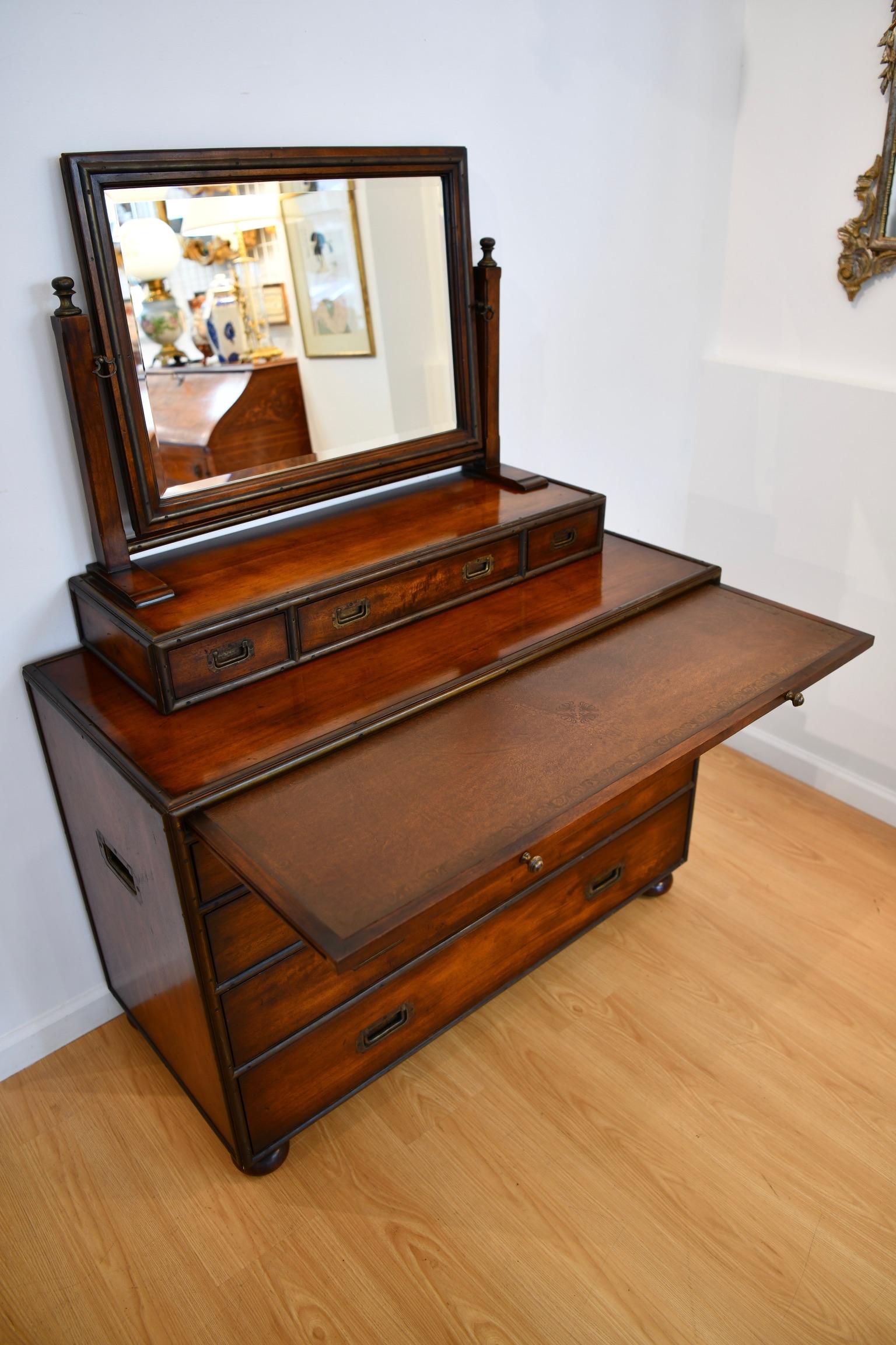 Theodore Alexander Campaign Style Dresser with Mirror 2