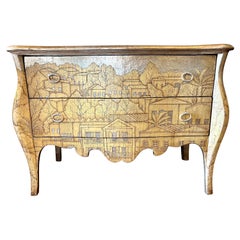 Theodore Alexander Carved Silver Leaf Bombay Chest Commode