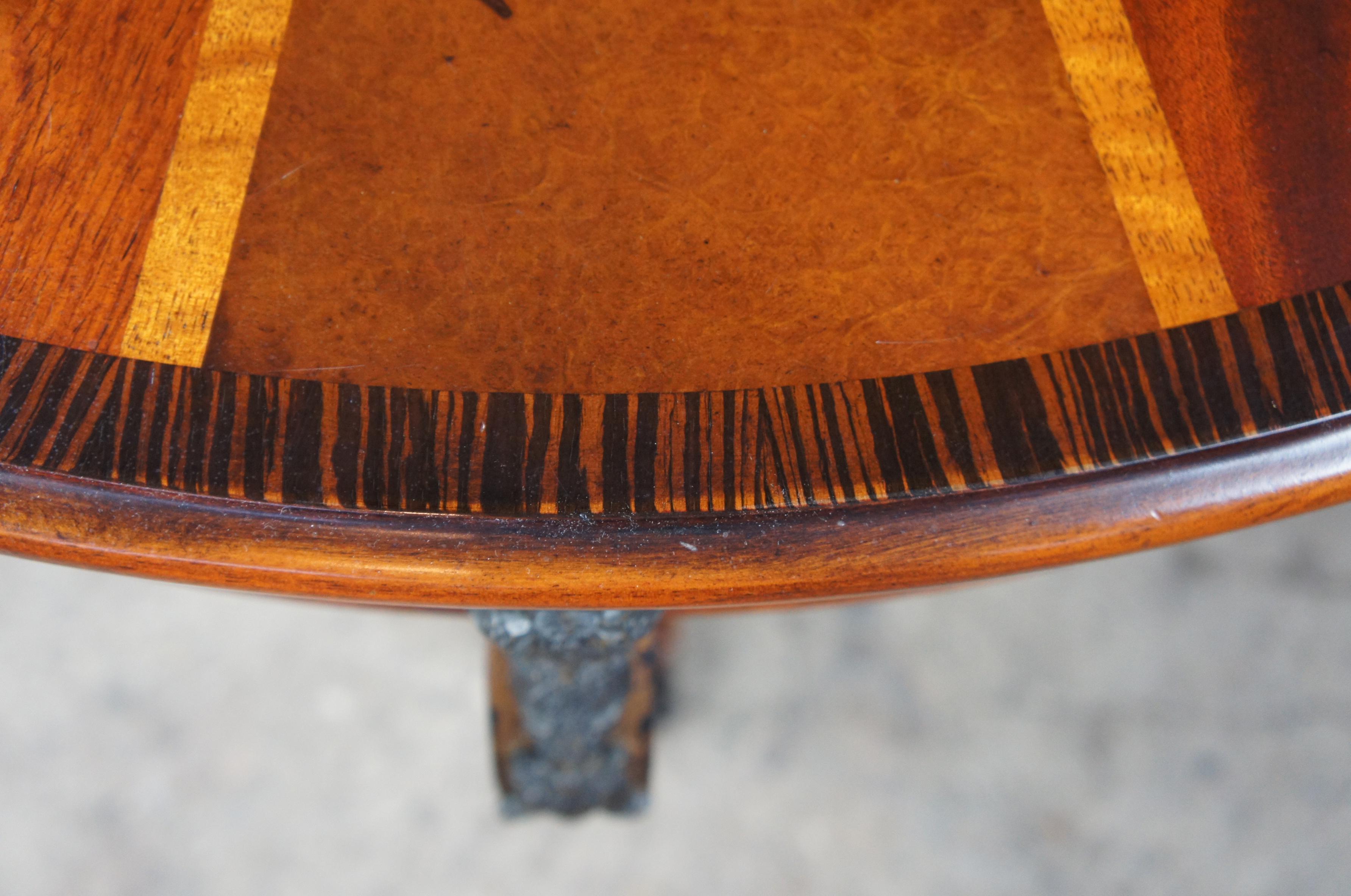 Theodore Alexander Caryatid Iron & Walnut Burl Round Drum Center Table Paw Foot 4