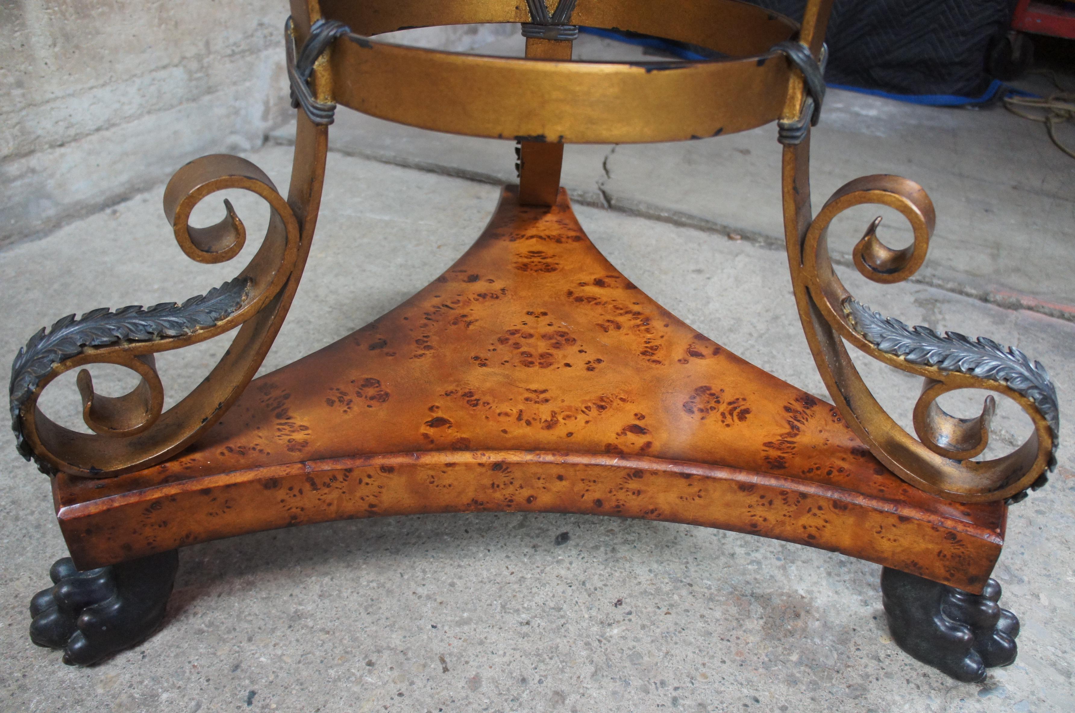Theodore Alexander Caryatid Iron & Walnut Burl Round Drum Center Table Paw Foot 6