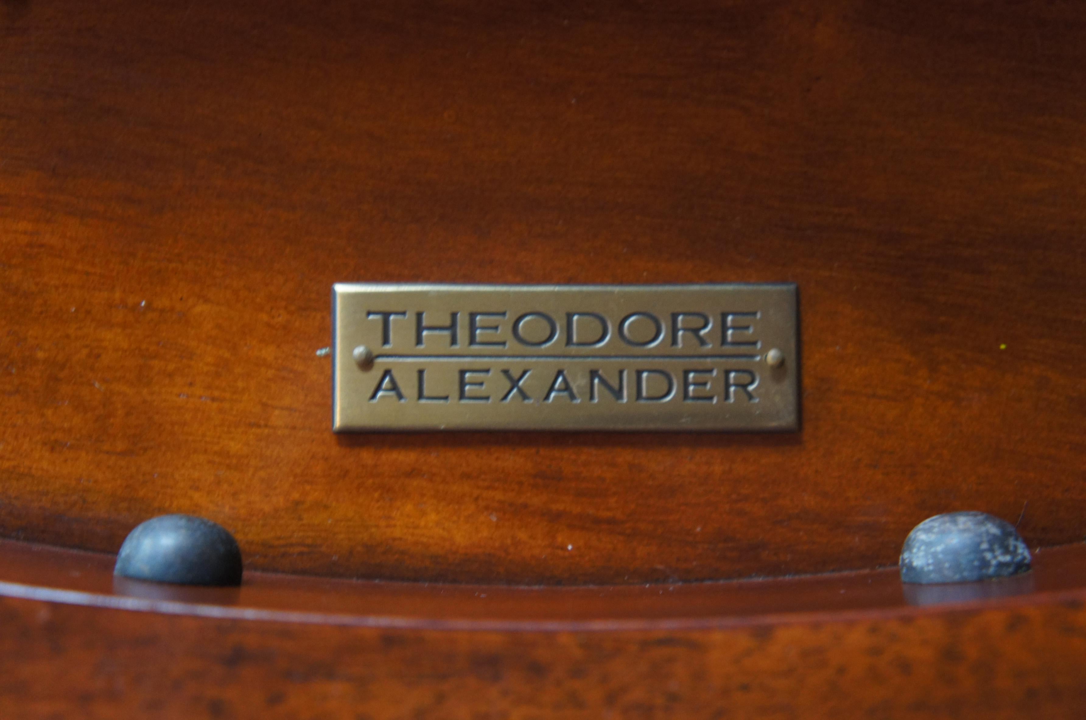 Egyptian Revival Theodore Alexander Caryatid Iron & Walnut Burl Round Drum Center Table Paw Foot