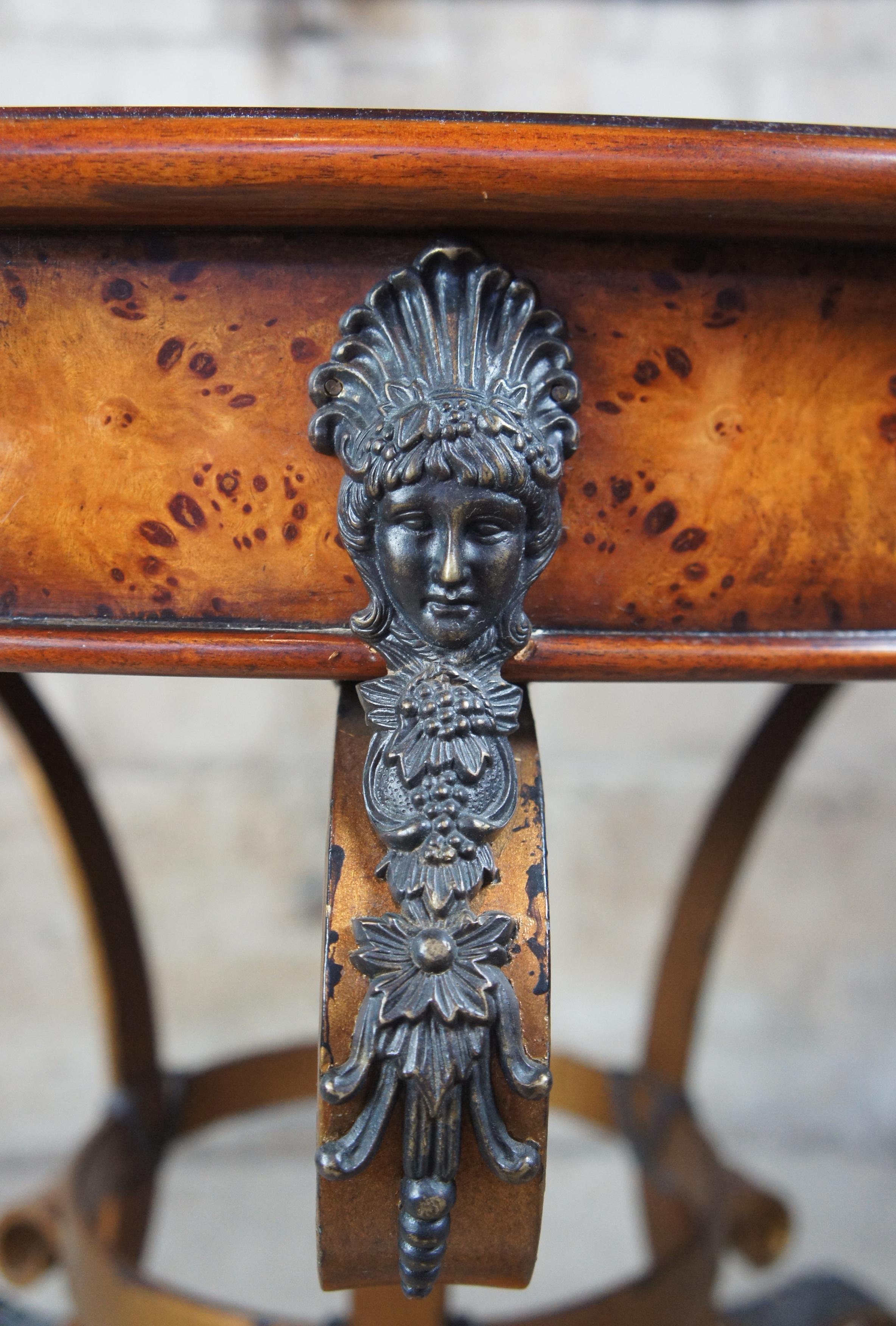 Theodore Alexander Caryatid Iron & Walnut Burl Round Drum Center Table Paw Foot In Good Condition In Dayton, OH