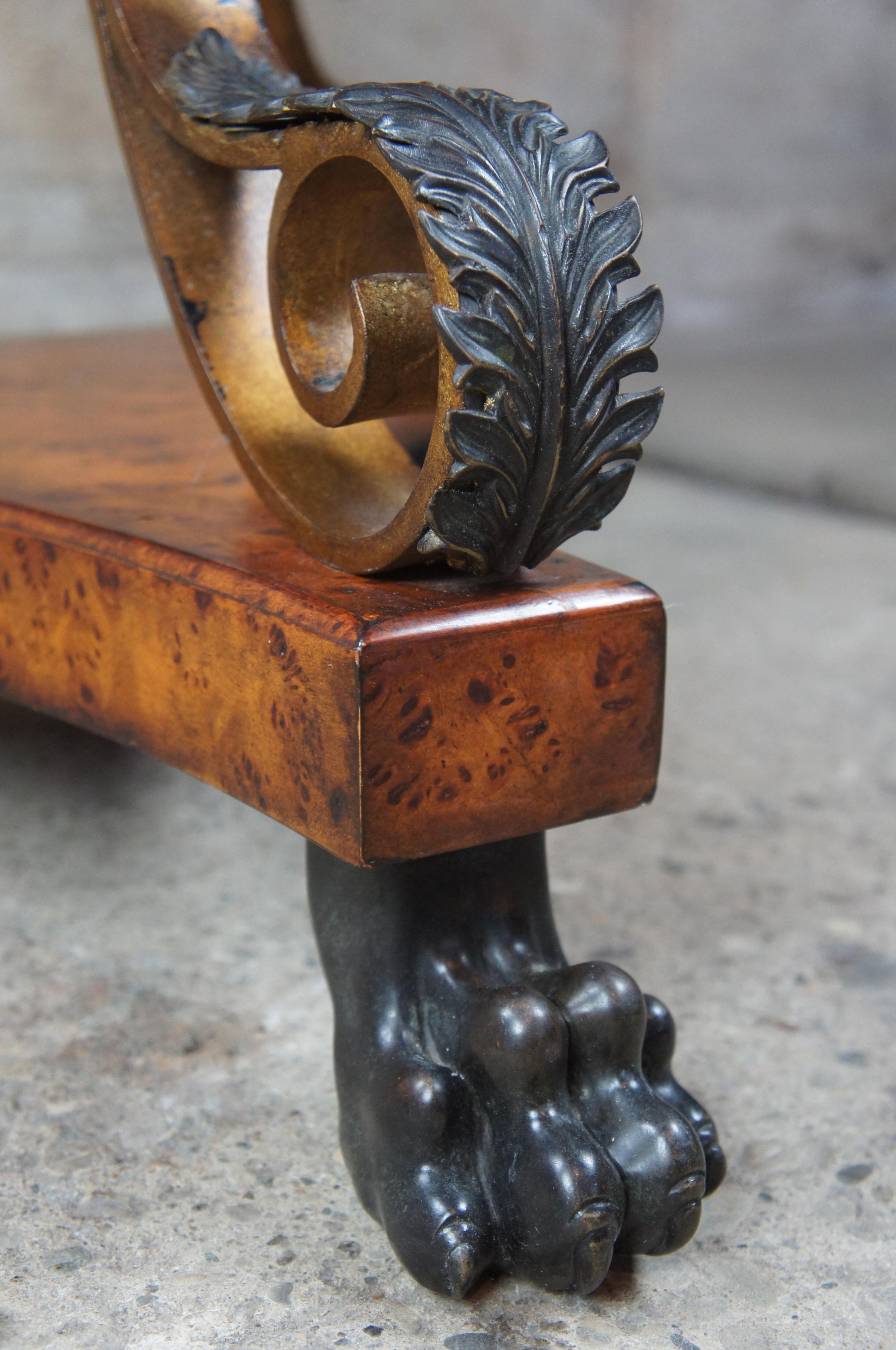 20th Century Theodore Alexander Caryatid Iron & Walnut Burl Round Drum Center Table Paw Foot