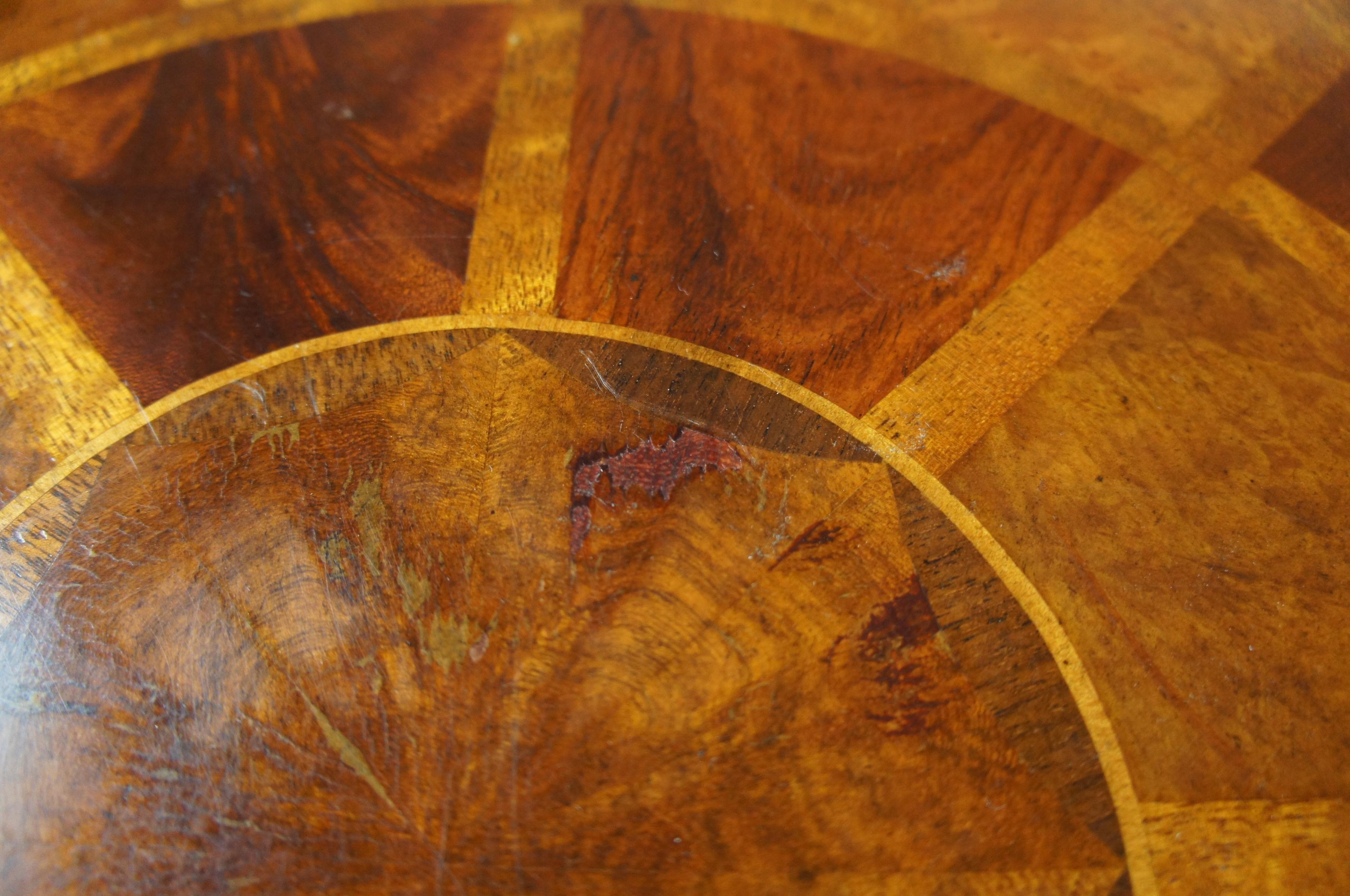 Theodore Alexander Caryatid Iron & Walnut Burl Round Drum Center Table Paw Foot 3