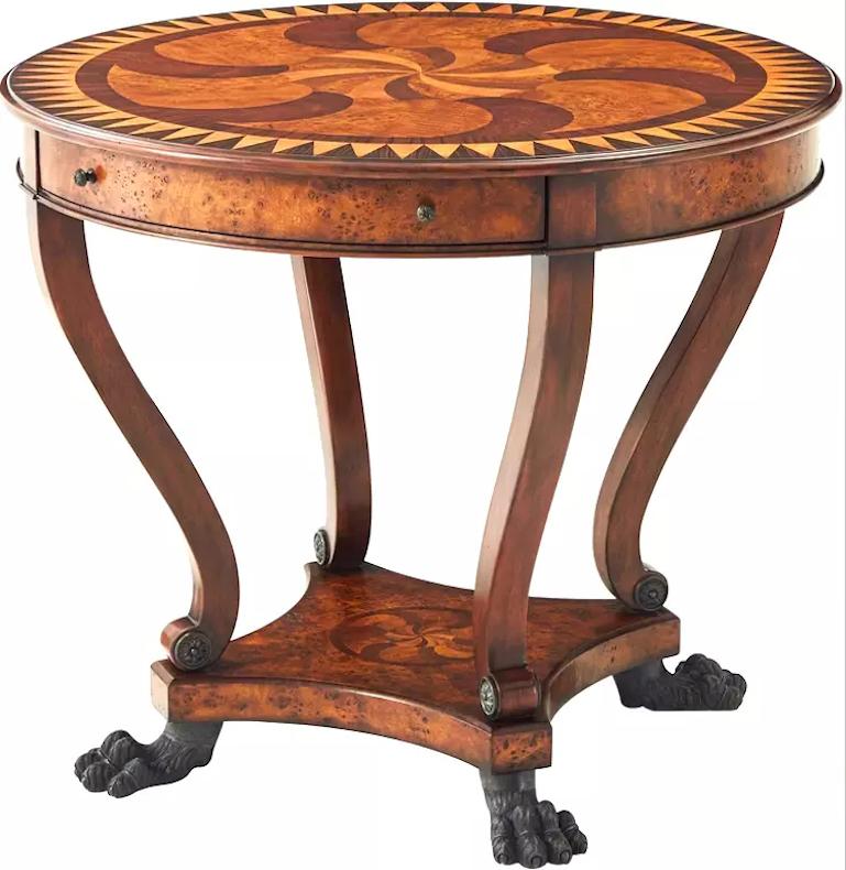 Regency Theodore Alexander Center Table Swirling Teardrops For Sale