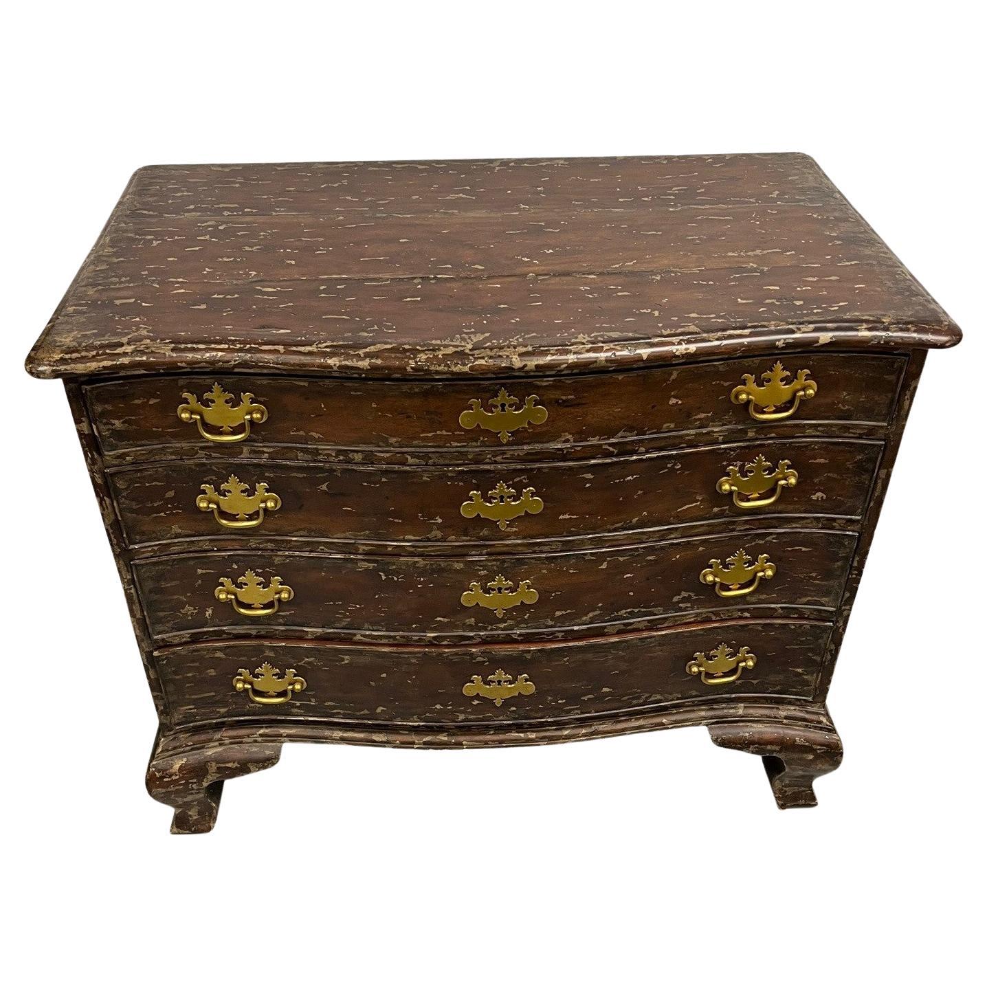Theodore Alexander Chest or Commode Four Drawers, Brass Handles Unique Finish For Sale