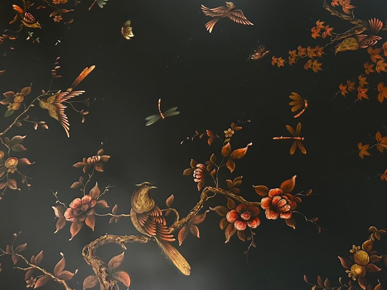 Magnifique table à manger ou table de jeu ancienne en bambou et plateau laqué Chinoiserie en vente 5