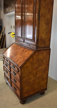 Theodore Alexander Chippendale Style Burl Wood Arch Top Writing Secretary Desk