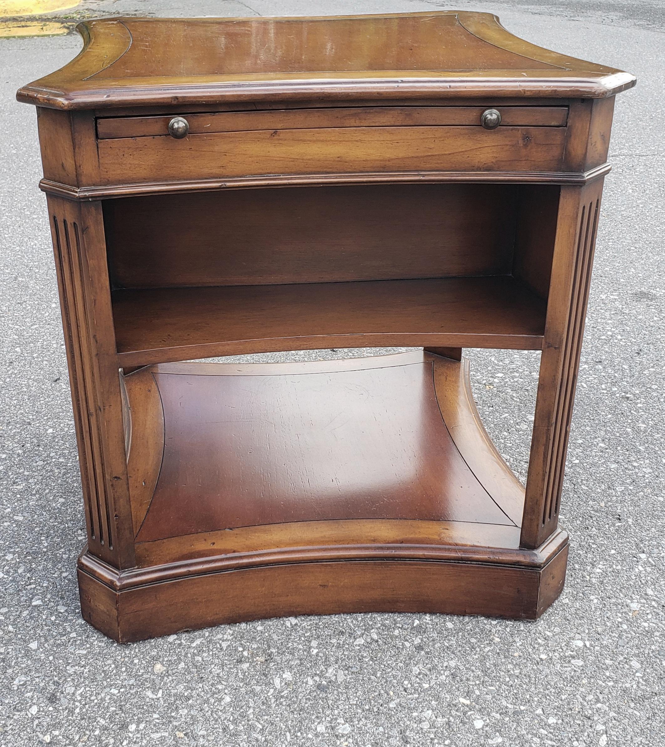 Theodore Alexander Crossbanded Mahogany Side Table W/ Tooled Leather P/O Trays For Sale 2