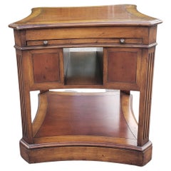 Theodore Alexander Crossbanded Mahogany Side Table W/ Tooled Leather P/O Trays