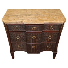 Theodore Alexander (Desert Chest) Alligator Leather Marble Top Chest Commode