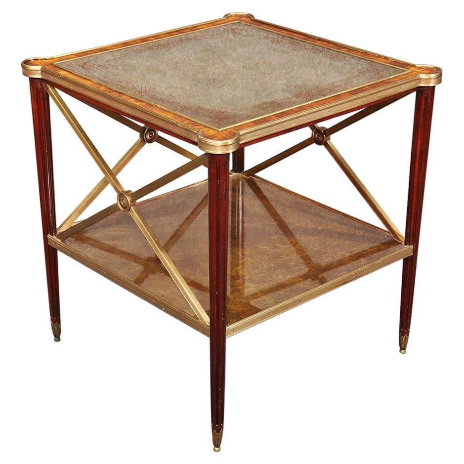 Theodore Alexander Directoire Style Mahogany and Bronze Eglimsoe Mirrored Table