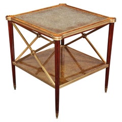 Theodore Alexander Directoire Style Mahogany and Bronze Eglimsoe Mirrored Table