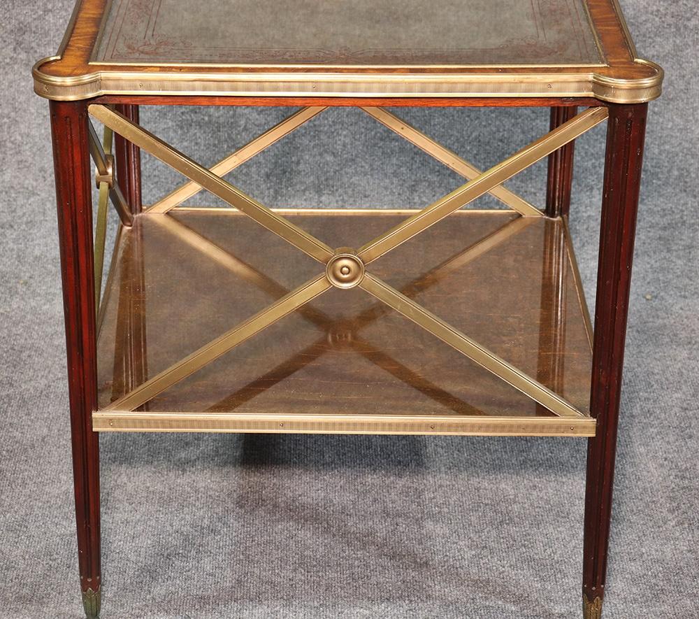 Theodore Alexander Directoire Style Mahogany and Bronze Eglimsoe Mirrored Table In Good Condition In Swedesboro, NJ