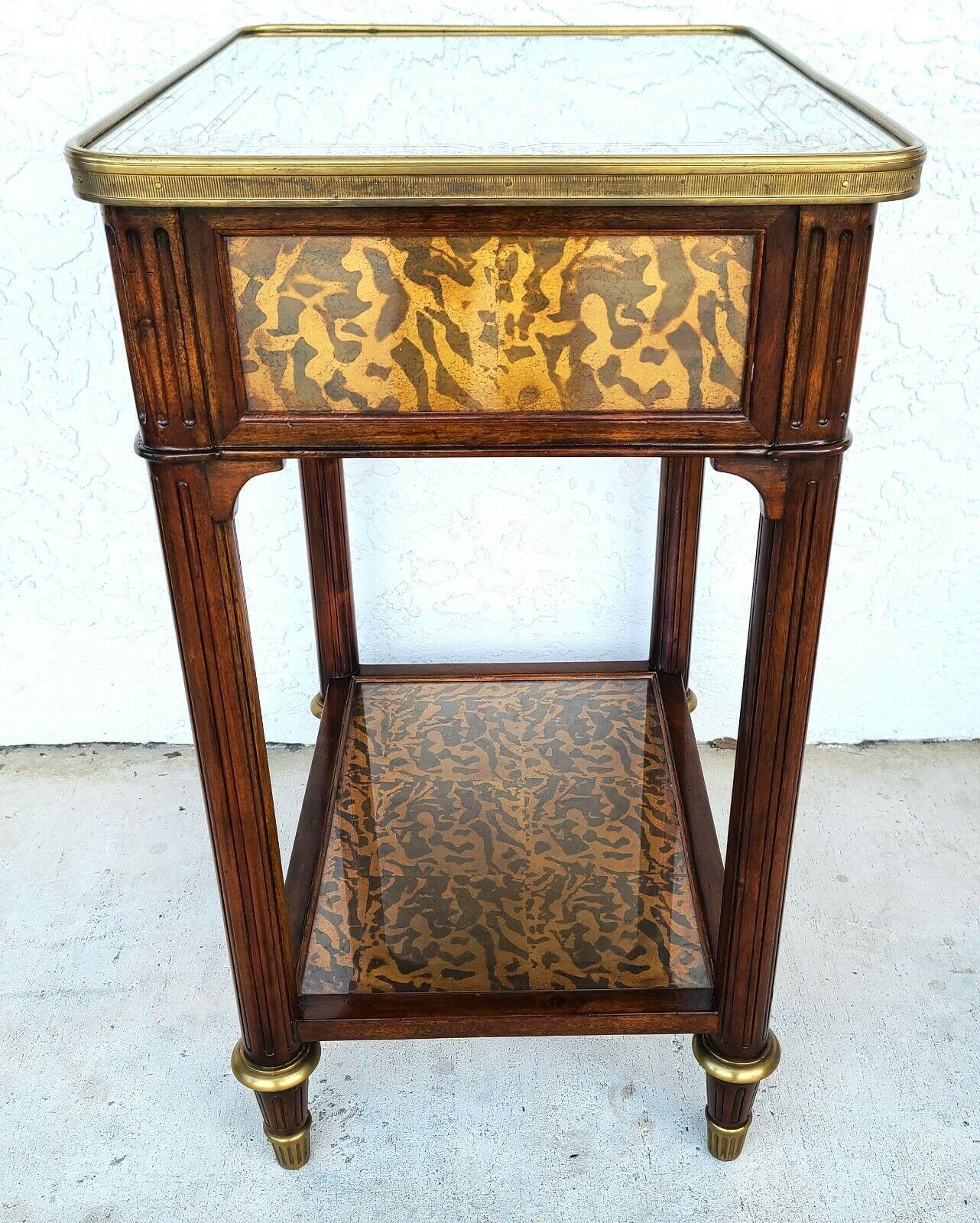Glass Theodore Alexander Eglomise Collection Side End Occasional Table