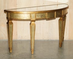 THEODORE ALEXANDER EGLOMISE DEMILUNE CONSOLE TABLE VENETIAN GOLD GILT FiNISH