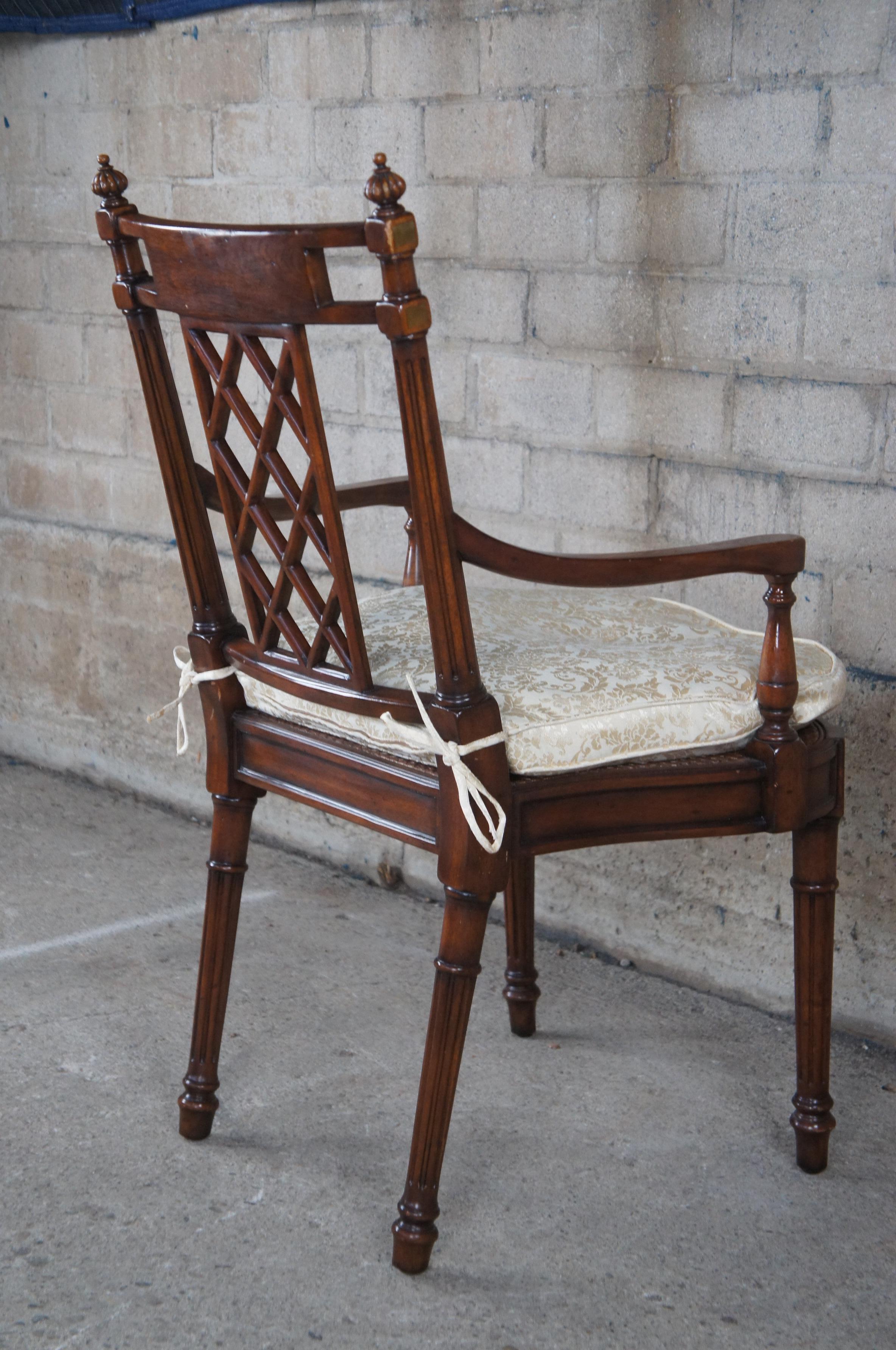 Theodore Alexander English Regency Greek Key Brass Inlay Desk Side Armchair  4