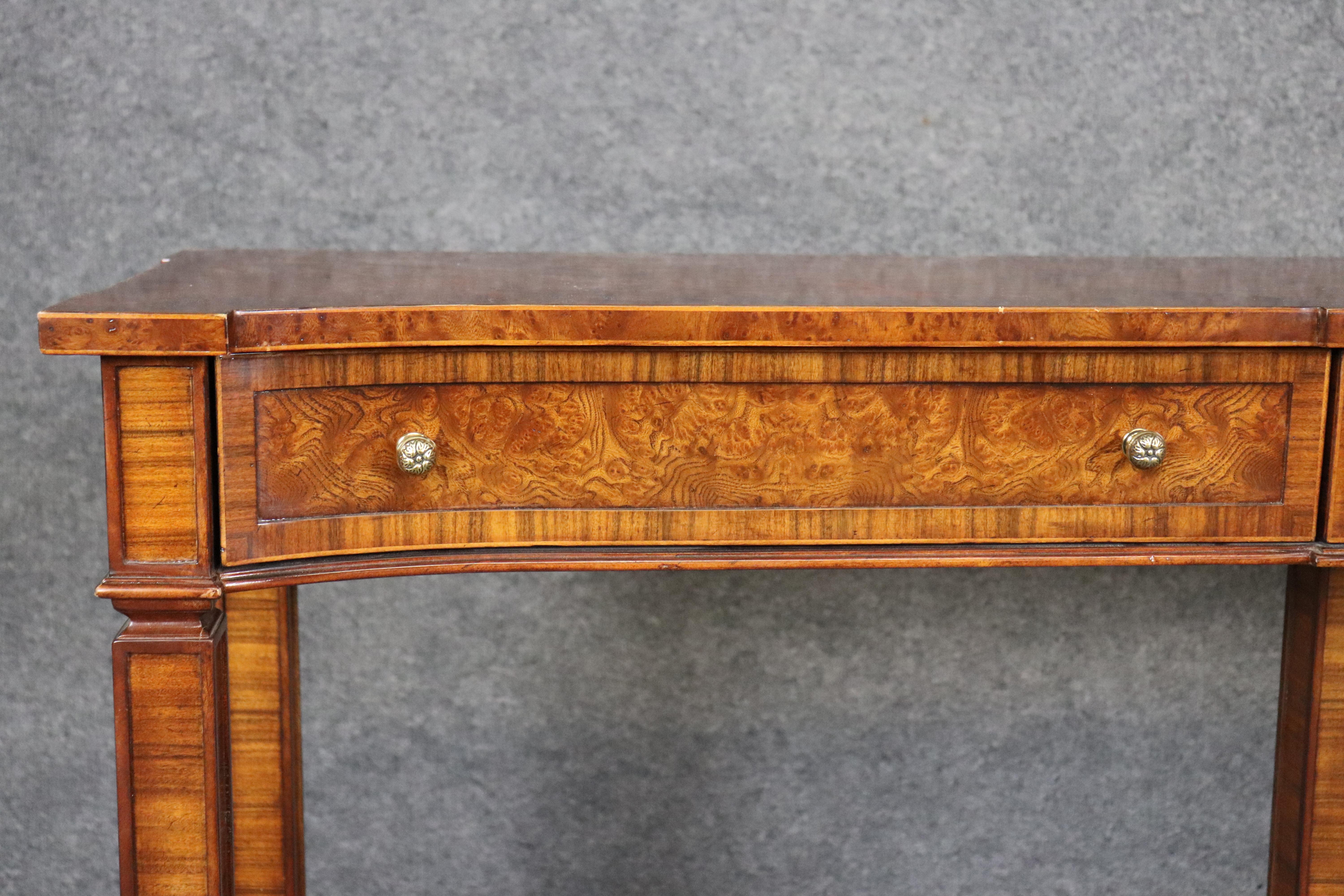 Theodore Alexander English Style Three Drawer Console Table Sofa Table For Sale 1