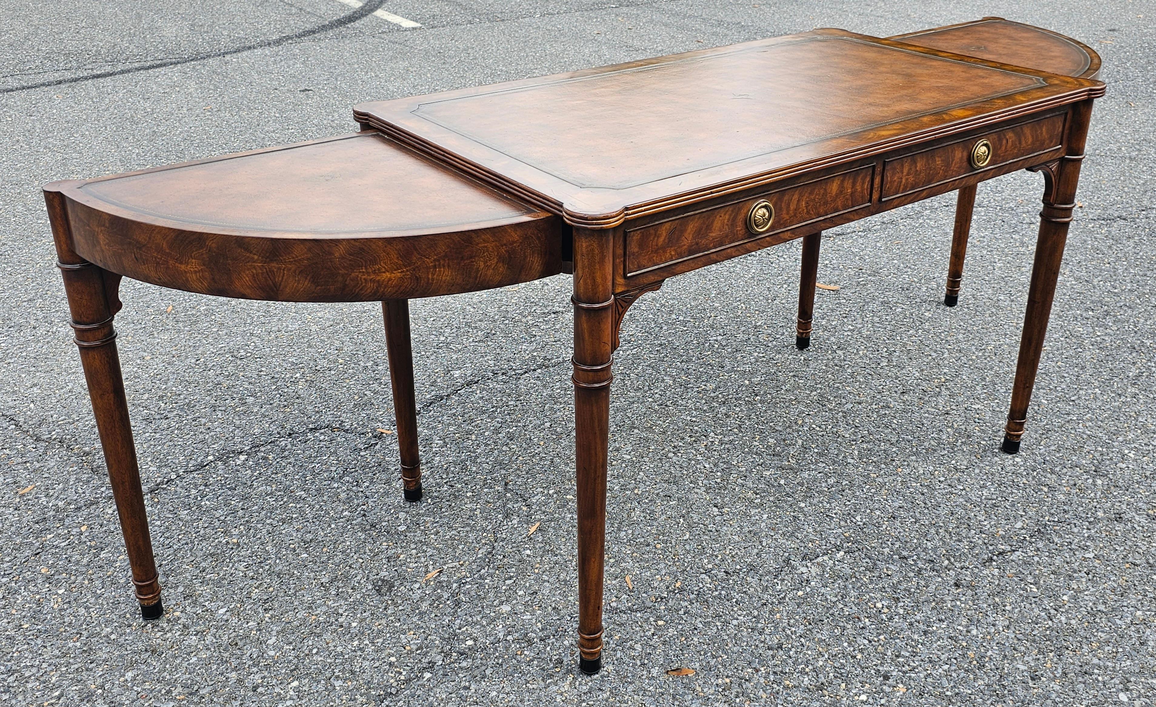 Theodore Alexander Extendable Mahogany and Tooled Leather Top Writing Desk For Sale 8