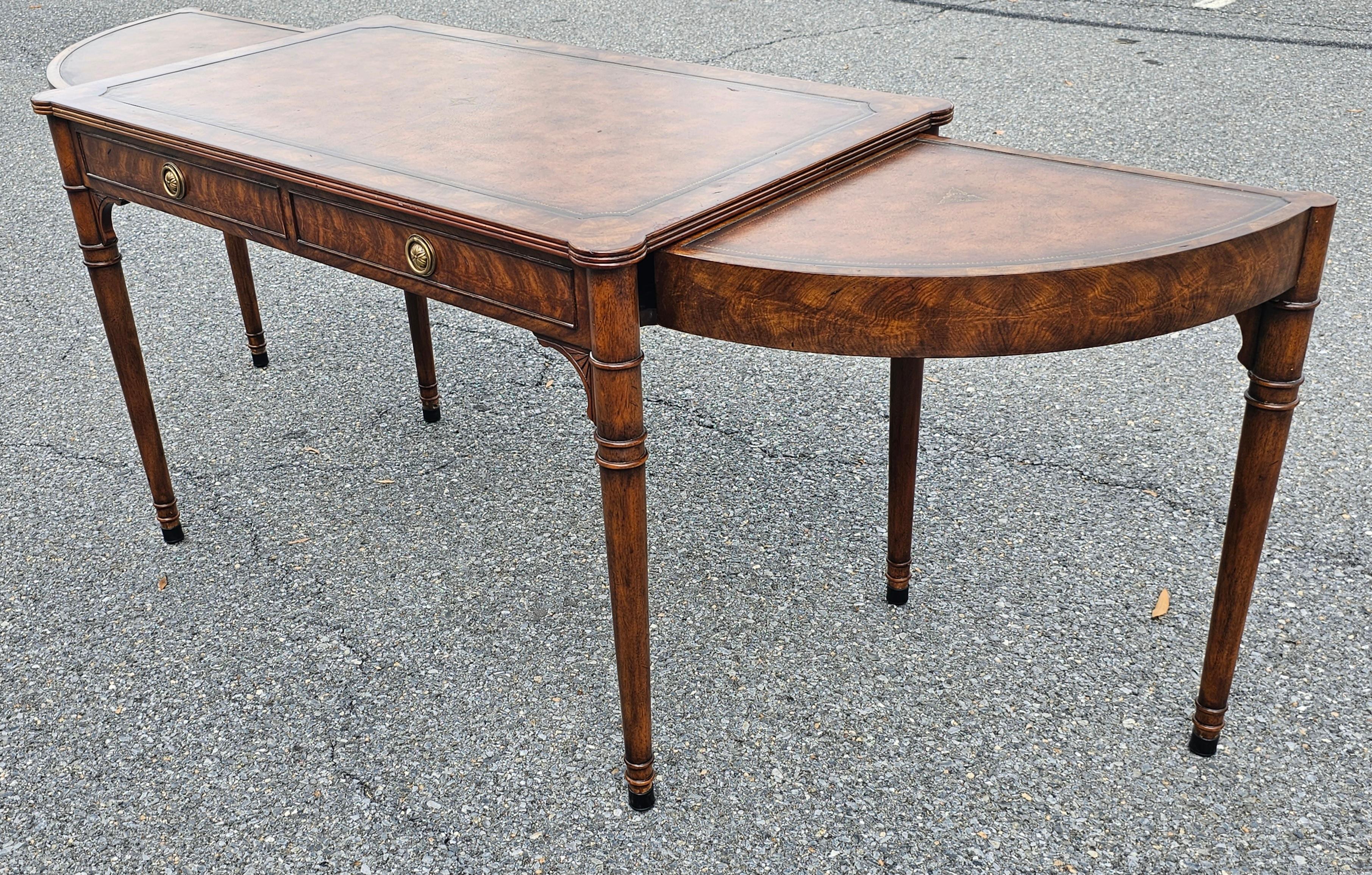 Theodore Alexander Extendable Mahogany and Tooled Leather Top Writing Desk For Sale 9