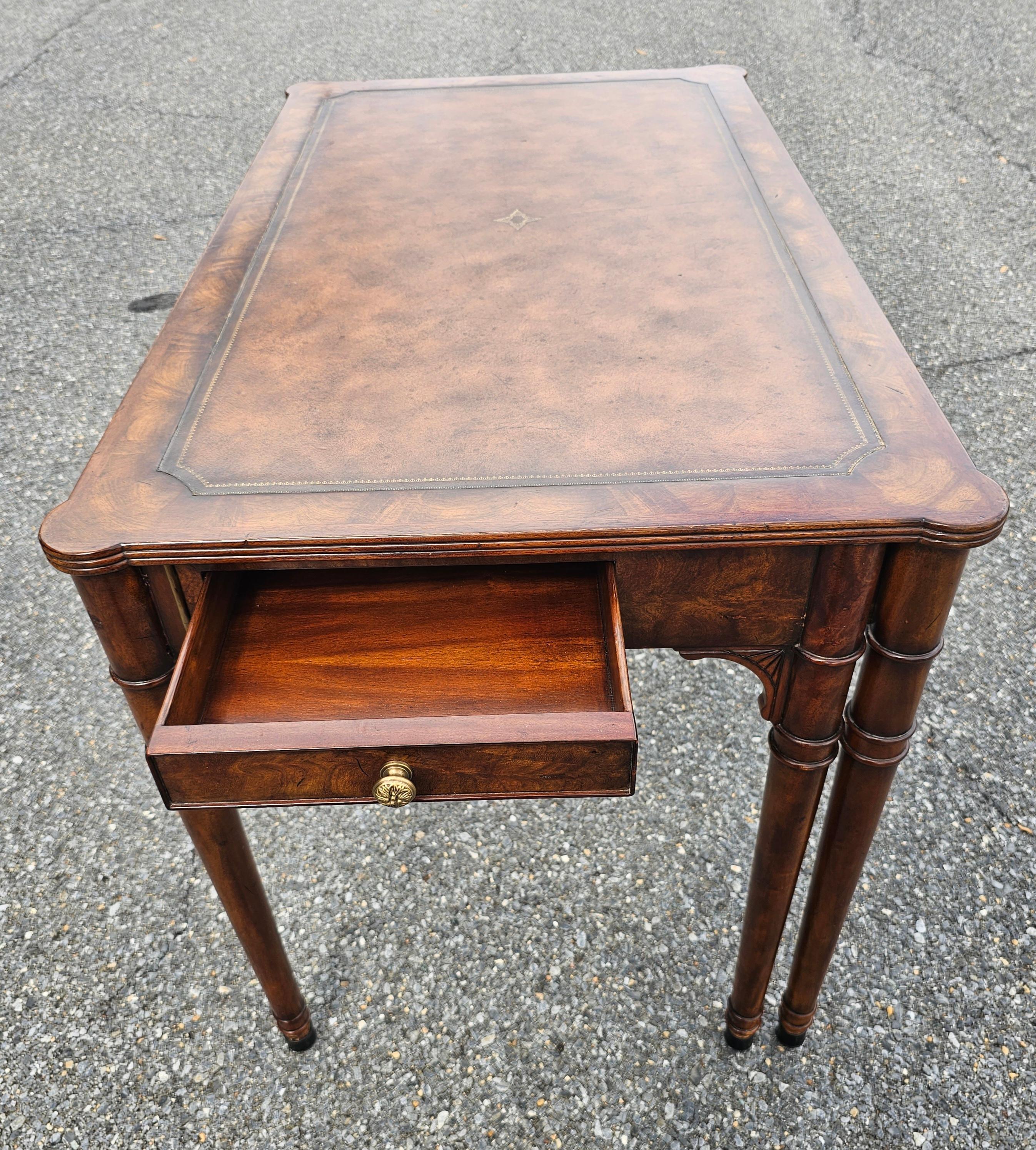 Theodore Alexander Extendable Mahogany and Tooled Leather Top Writing Desk For Sale 10
