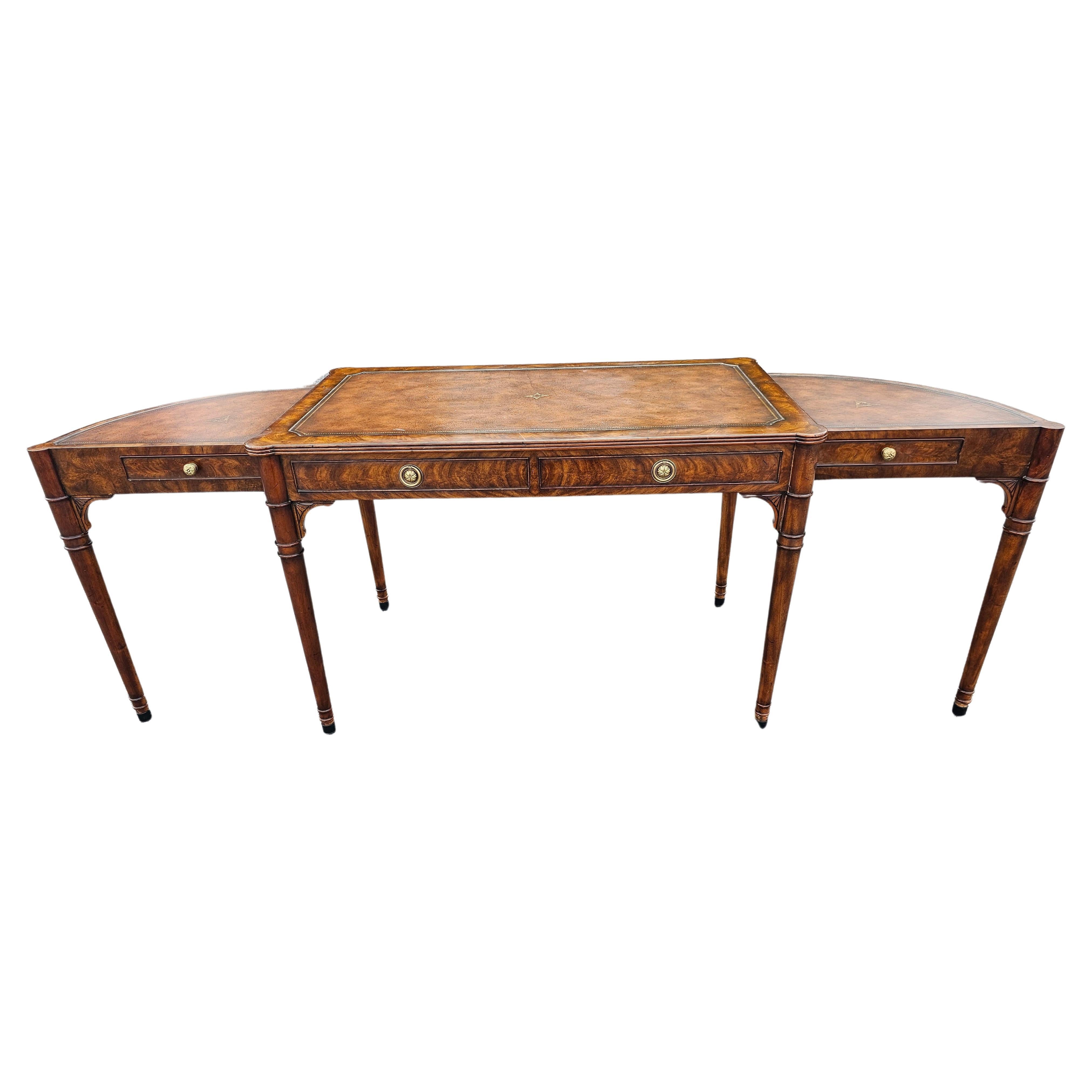 Theodore Alexander Extendable Mahogany and Tooled Leather Top Writing Desk