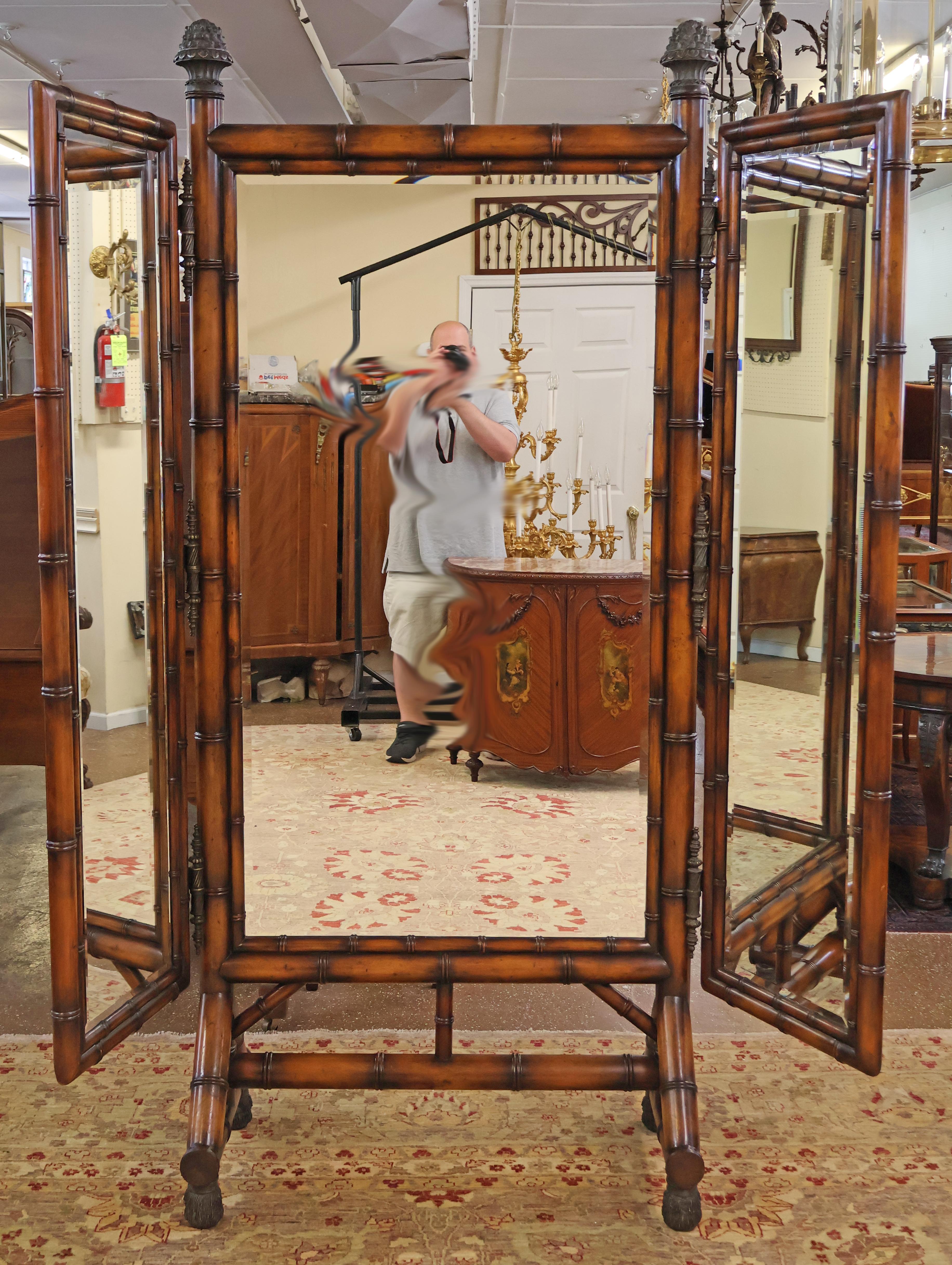 Theodore Alexander Faux Bamboo Three Way Tri-Fold Dressing Mirror

Dimensions : Open - 76