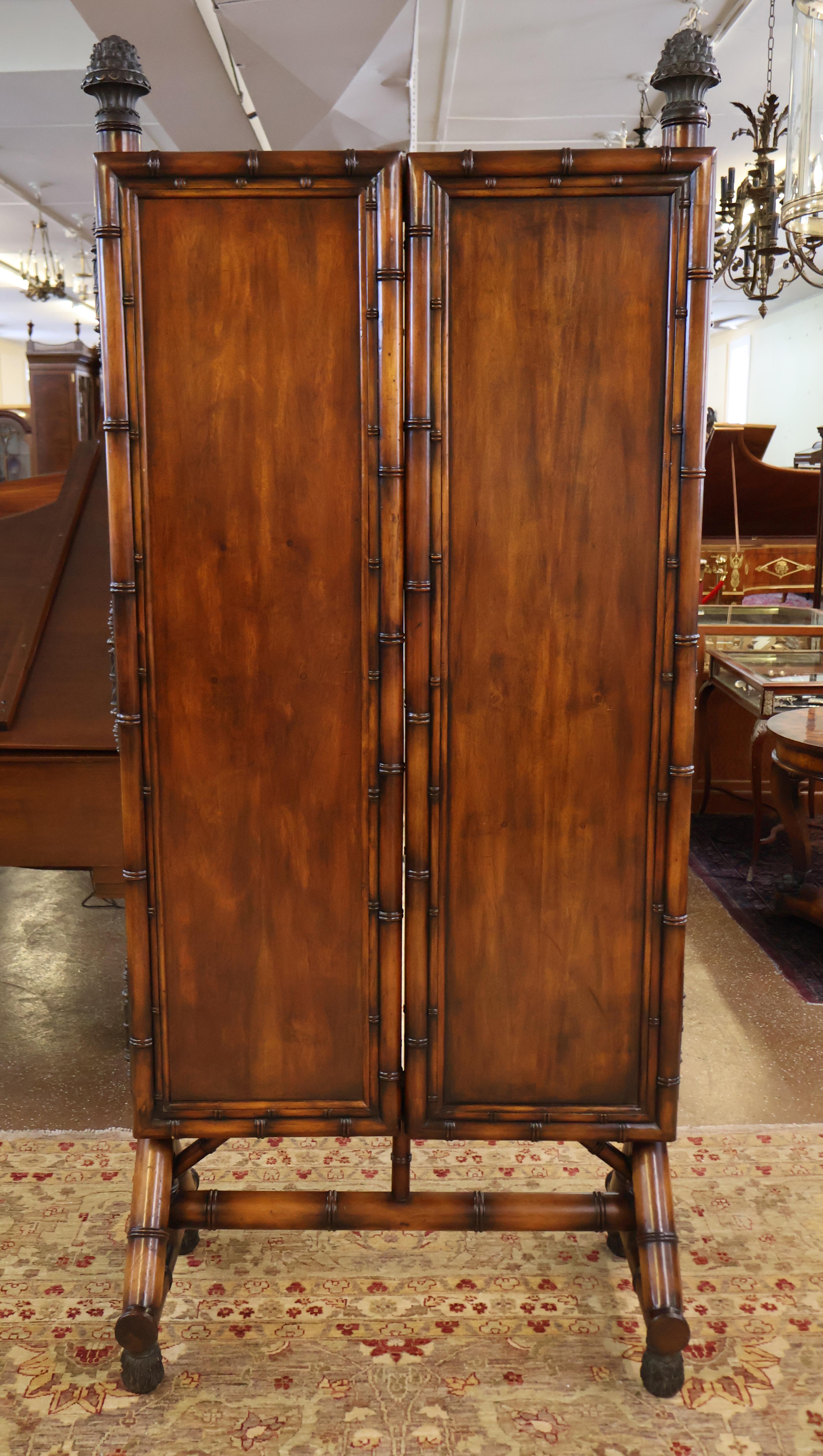 Vietnamese Theodore Alexander Faux Bamboo Three Way Tri-Fold Dressing Mirror