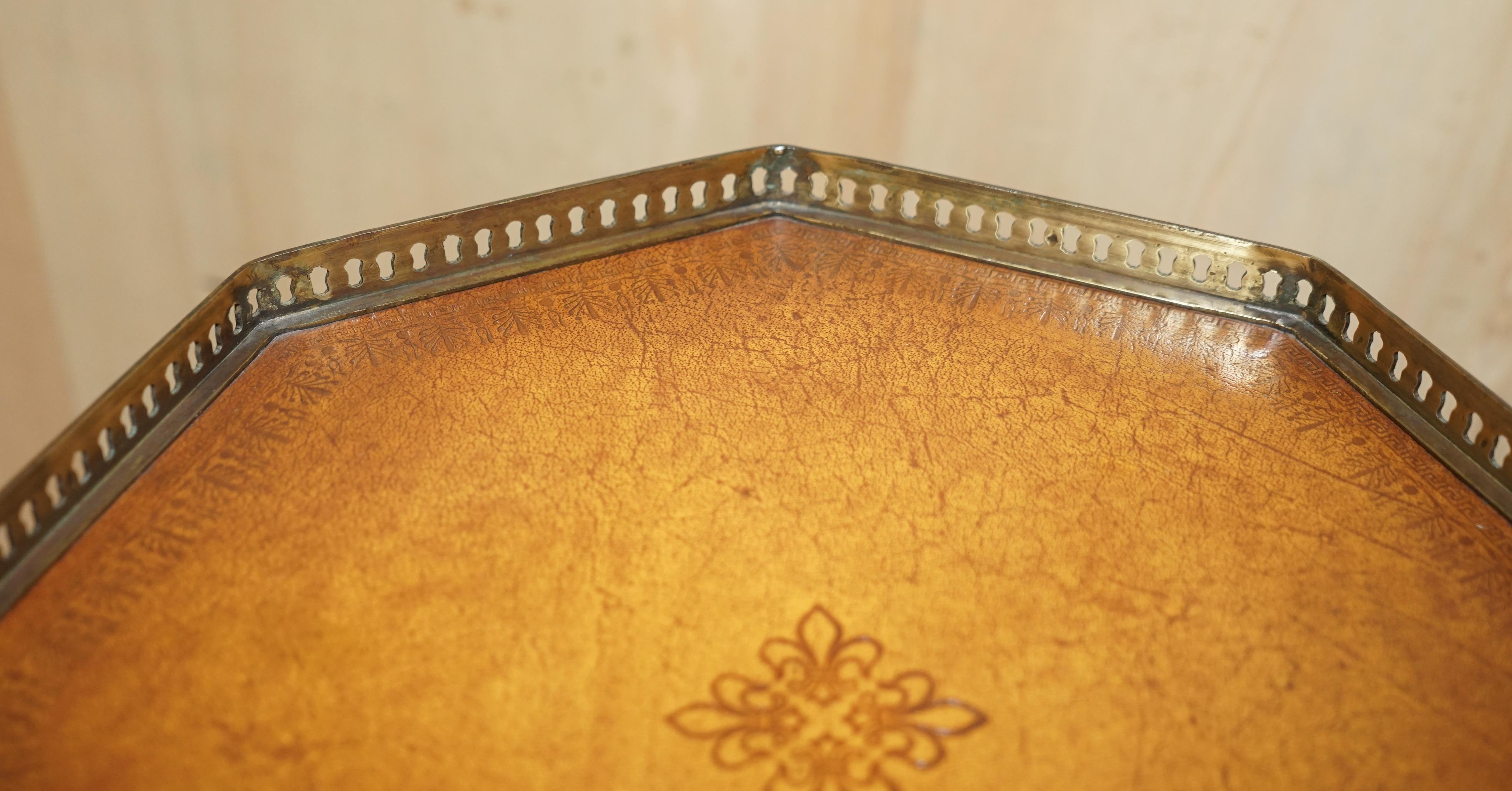 Theodore Alexander Faux Book Side End Lamp Wine Table Brown Leather Top 5