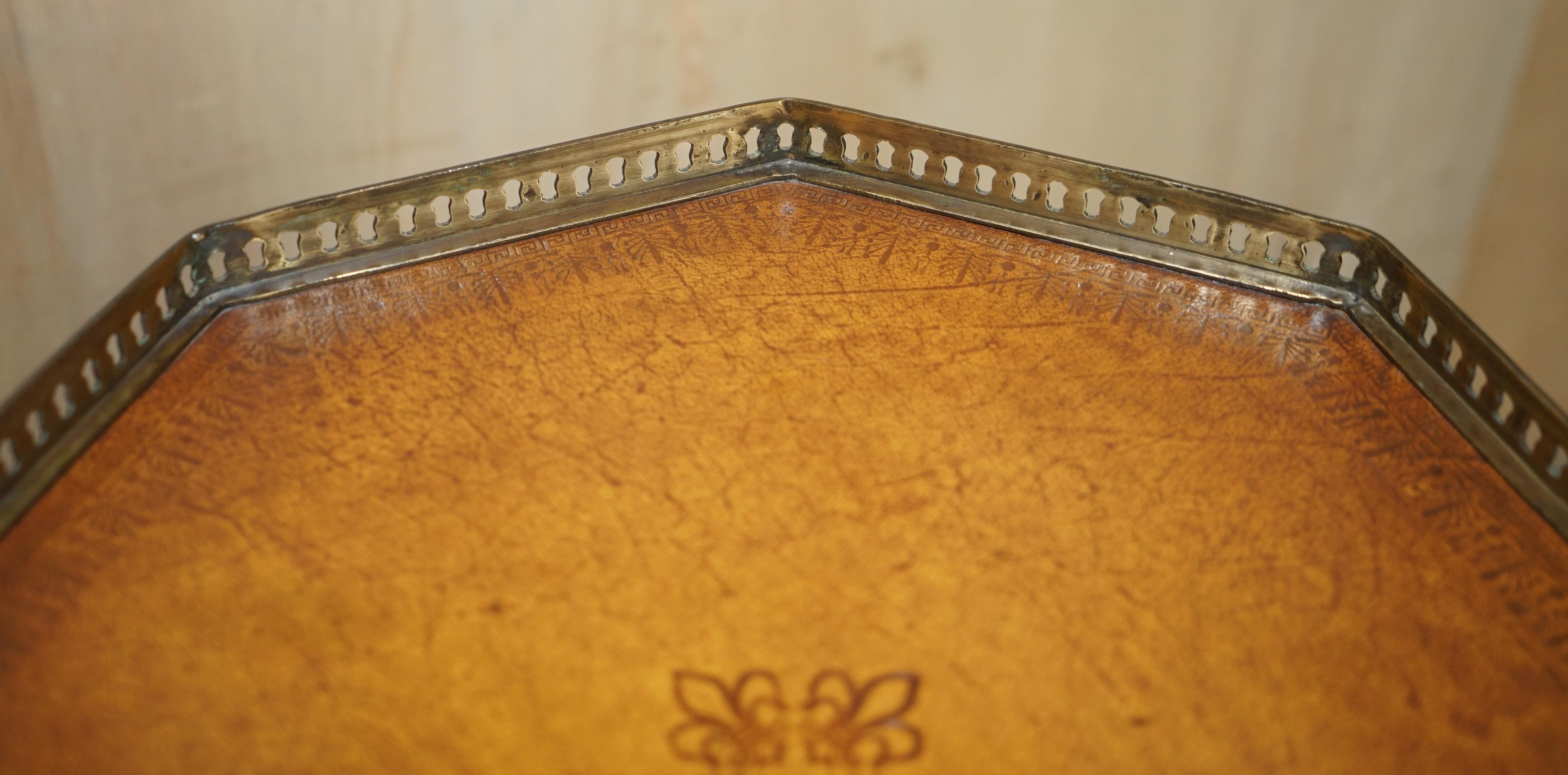 Theodore Alexander Faux Book Side End Lamp Wine Table Brown Leather Top 6