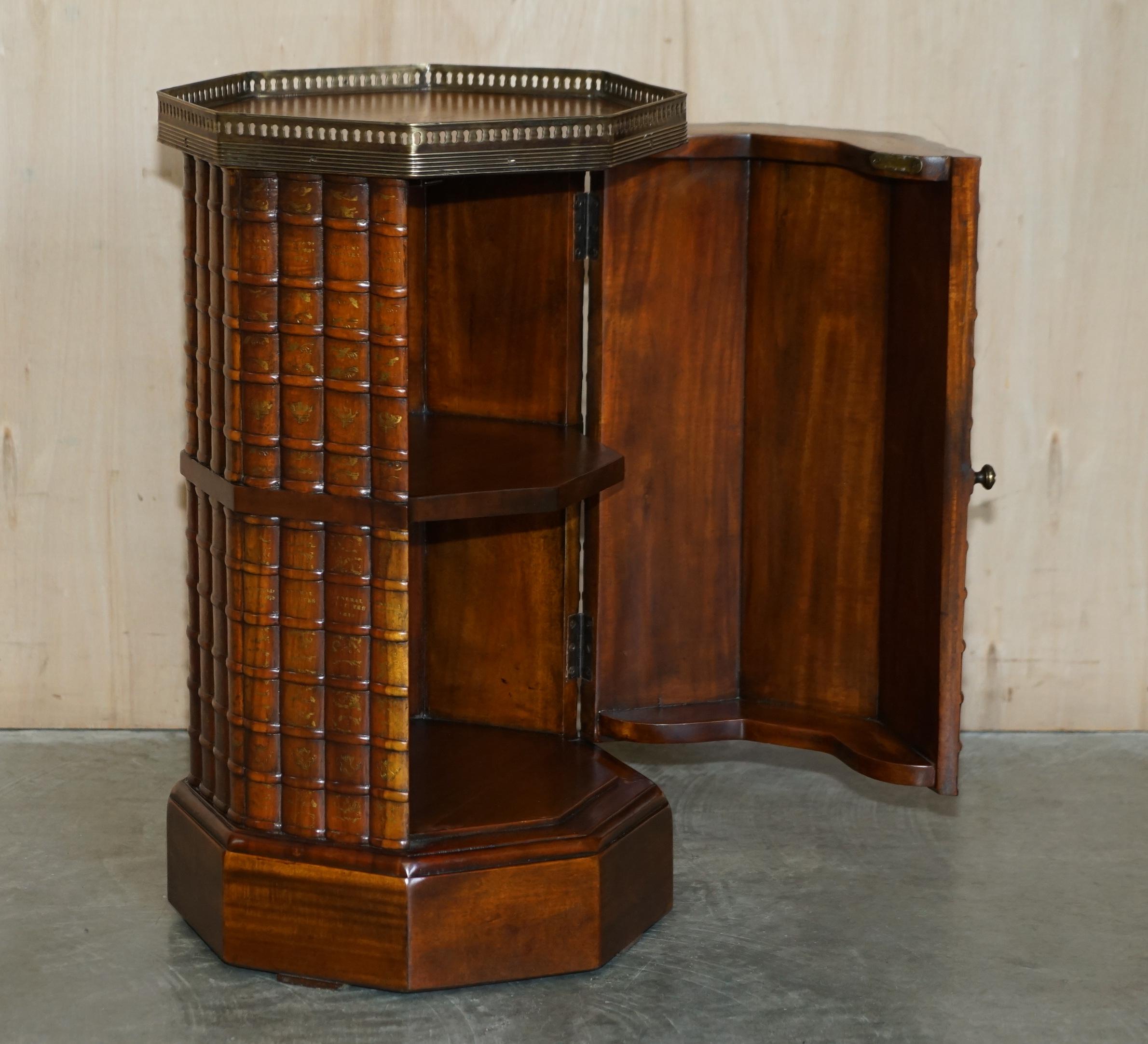 Theodore Alexander Faux Book Side End Lamp Wine Table Brown Leather Top 10